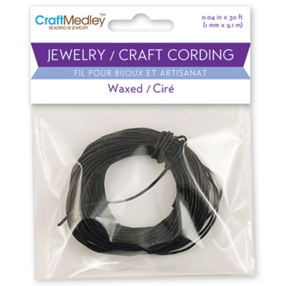 Jewelry/Craft Waxed Cording 1mmX30' Black