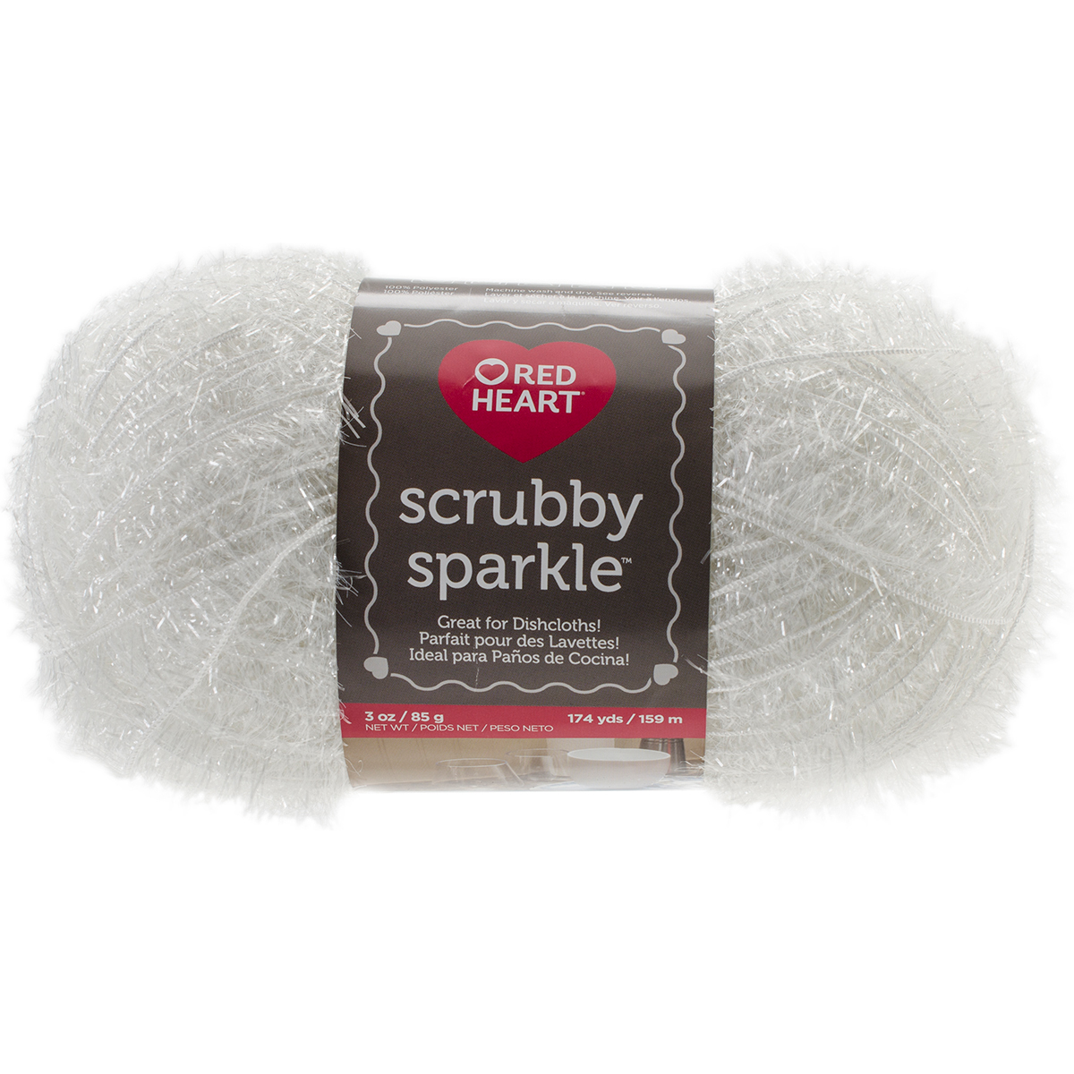 Red Heart Scrubby Sparkle Yarn Marshmallow