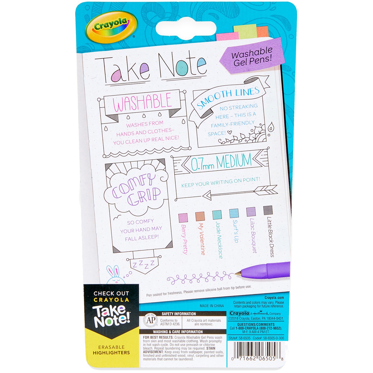 Crayola Take Note! Washable Gel Pens 6/Pkg
