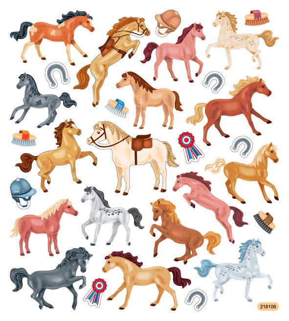 Multicolored Stickers Glitter Horses