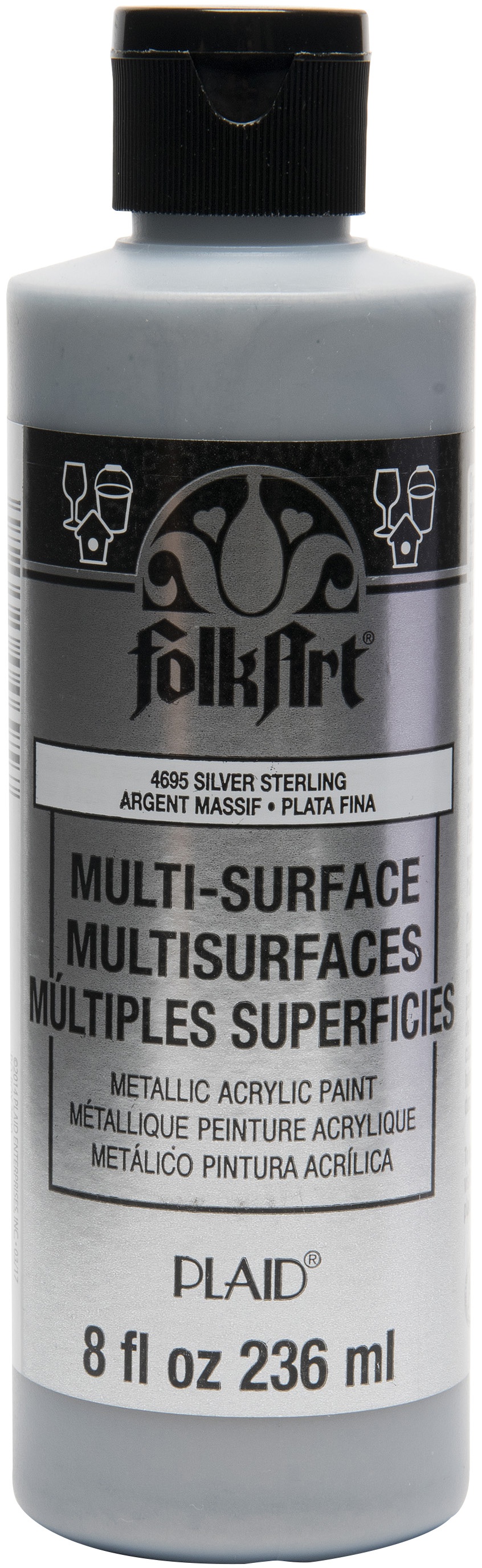 FolkArt Multi-Surface Paint 8oz Silver Sterling