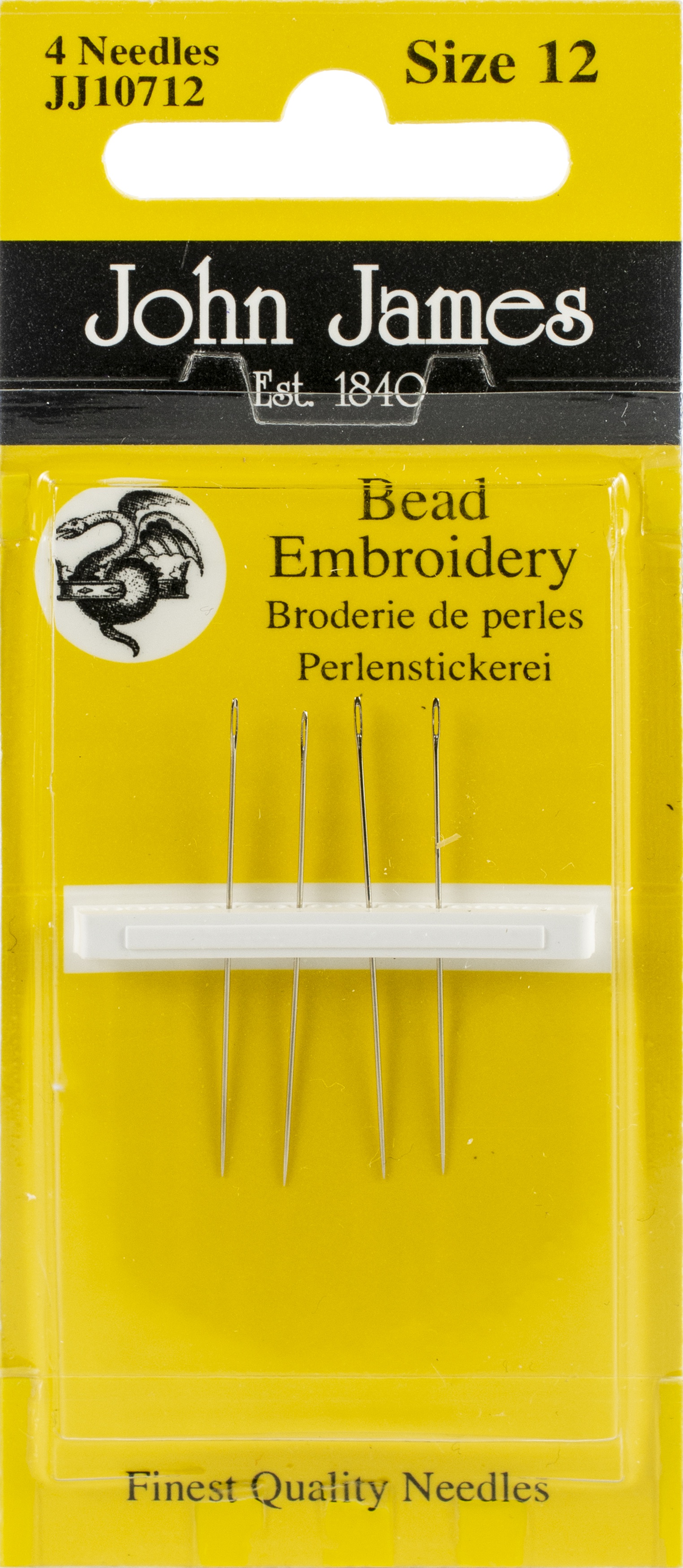 John James Embroidery Hand Needles Size 12 Short 4/Pkg