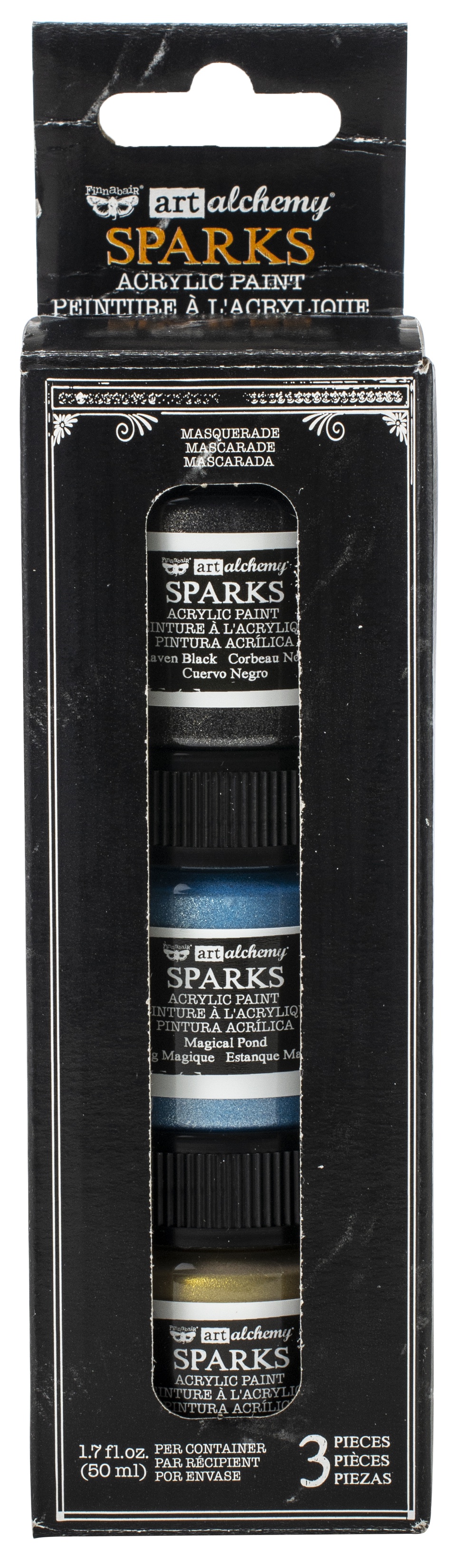 Finnabair Art Alchemy Sparks Acrylic Paint Set 3/Pkg Masquerade, 1.7 Fl Oz Each
