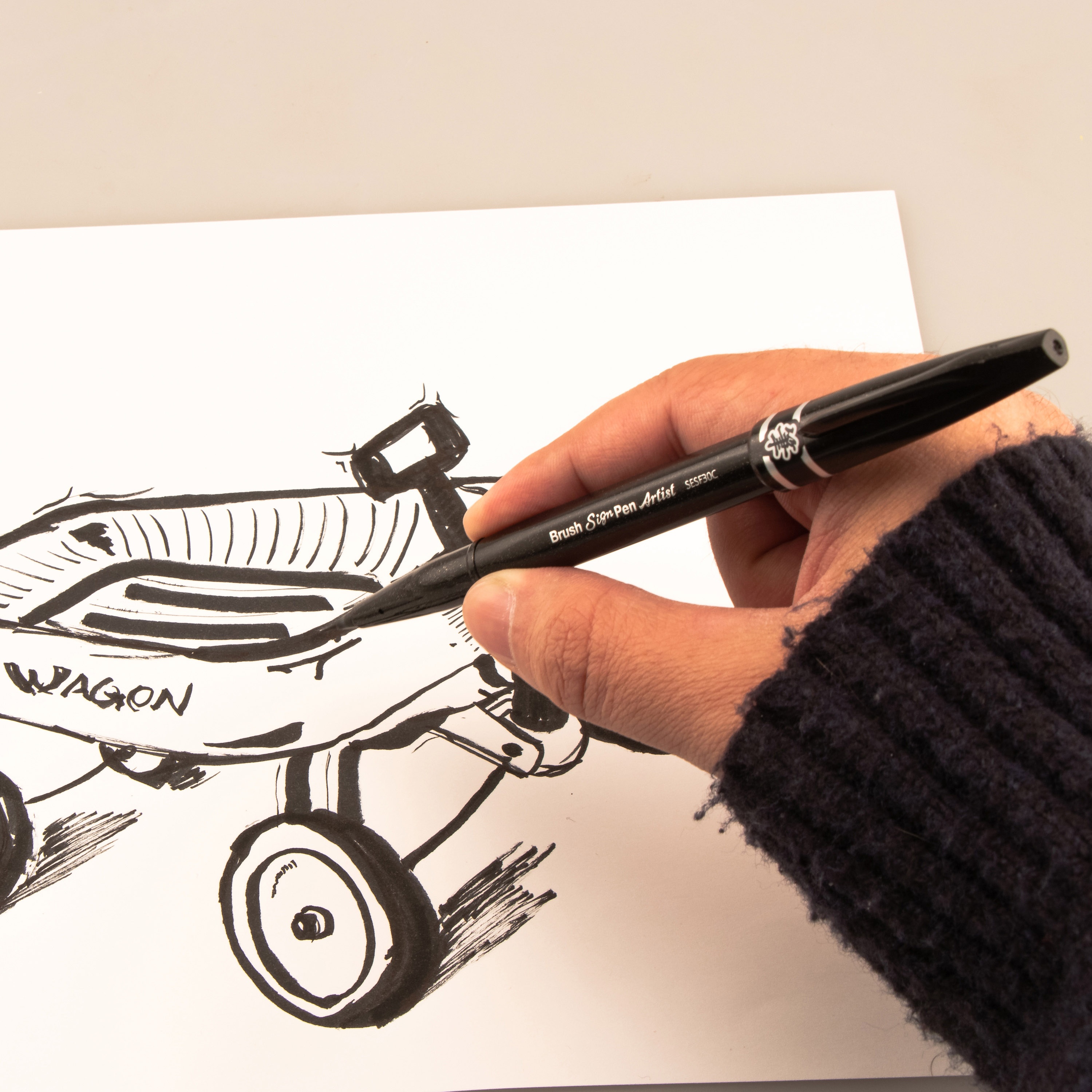 Pentel Arts Sign Pen W/Micro Brush Tip Black