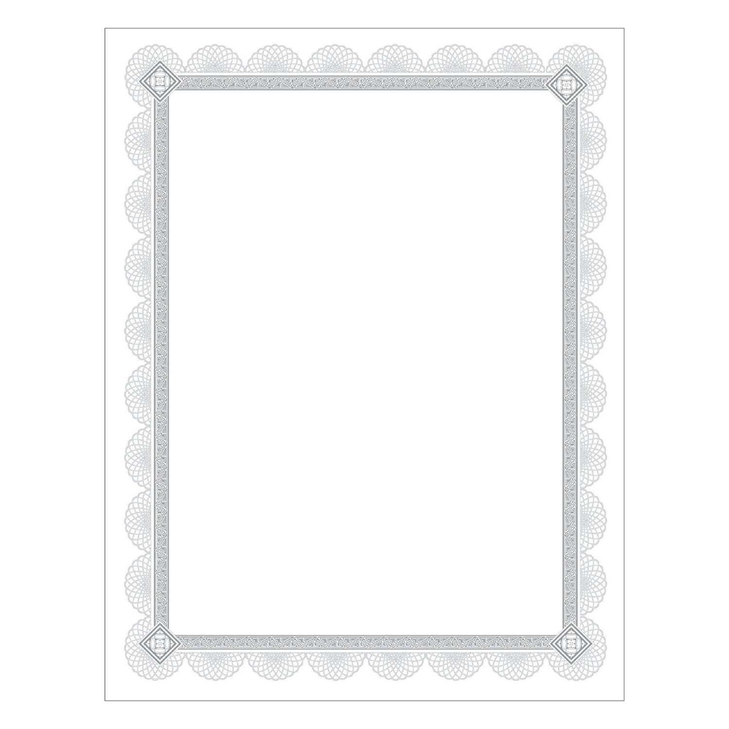 Southworth® Premium Certificates, White, Spiro Silver Foil Border, 66 lb,  8,5 x