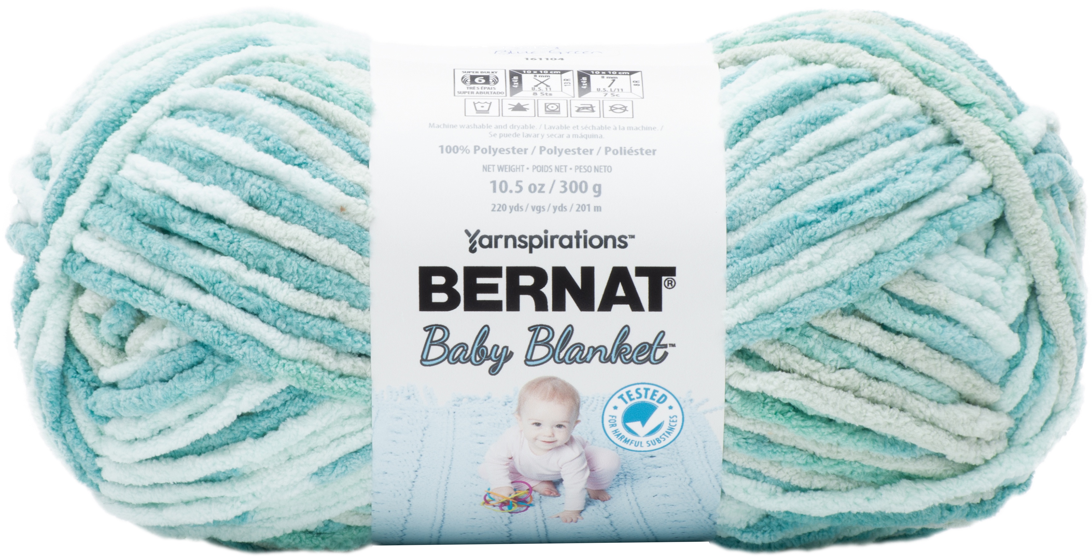 Bernat Baby Blanket Big Ball Yarn Baby Blue/Green