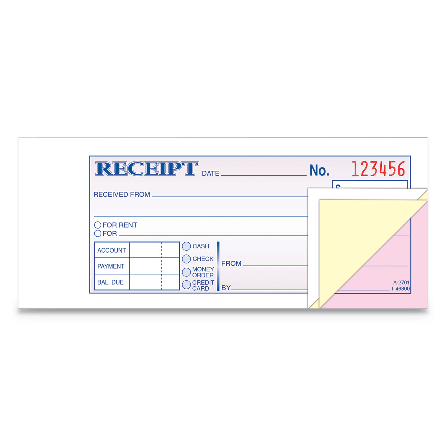 Adams® Receipt Book, 2 3/4 x 7 3/16, Three-Part Carbonless, 50 Forms