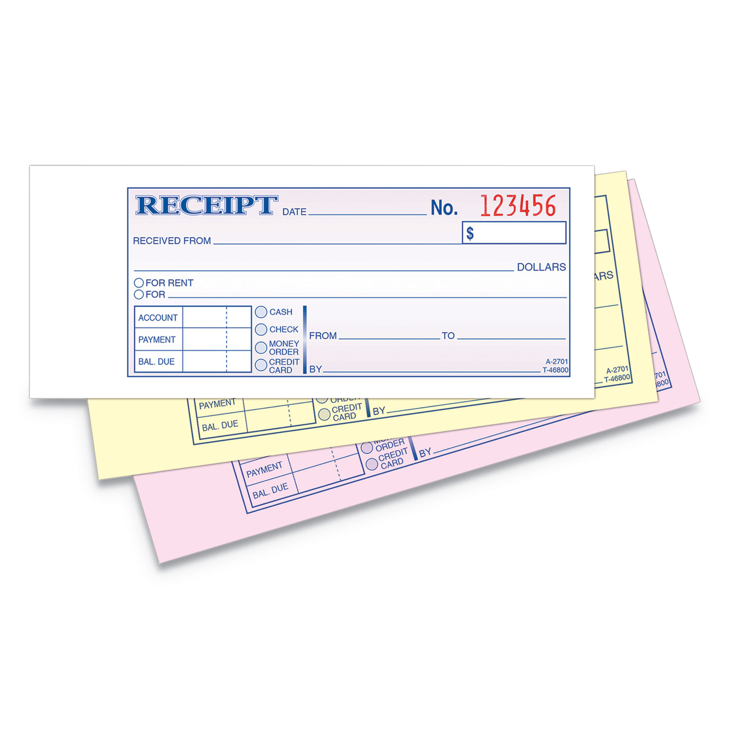 Adams® Receipt Book, 2 3/4 x 7 3/16, Three-Part Carbonless, 50 Forms