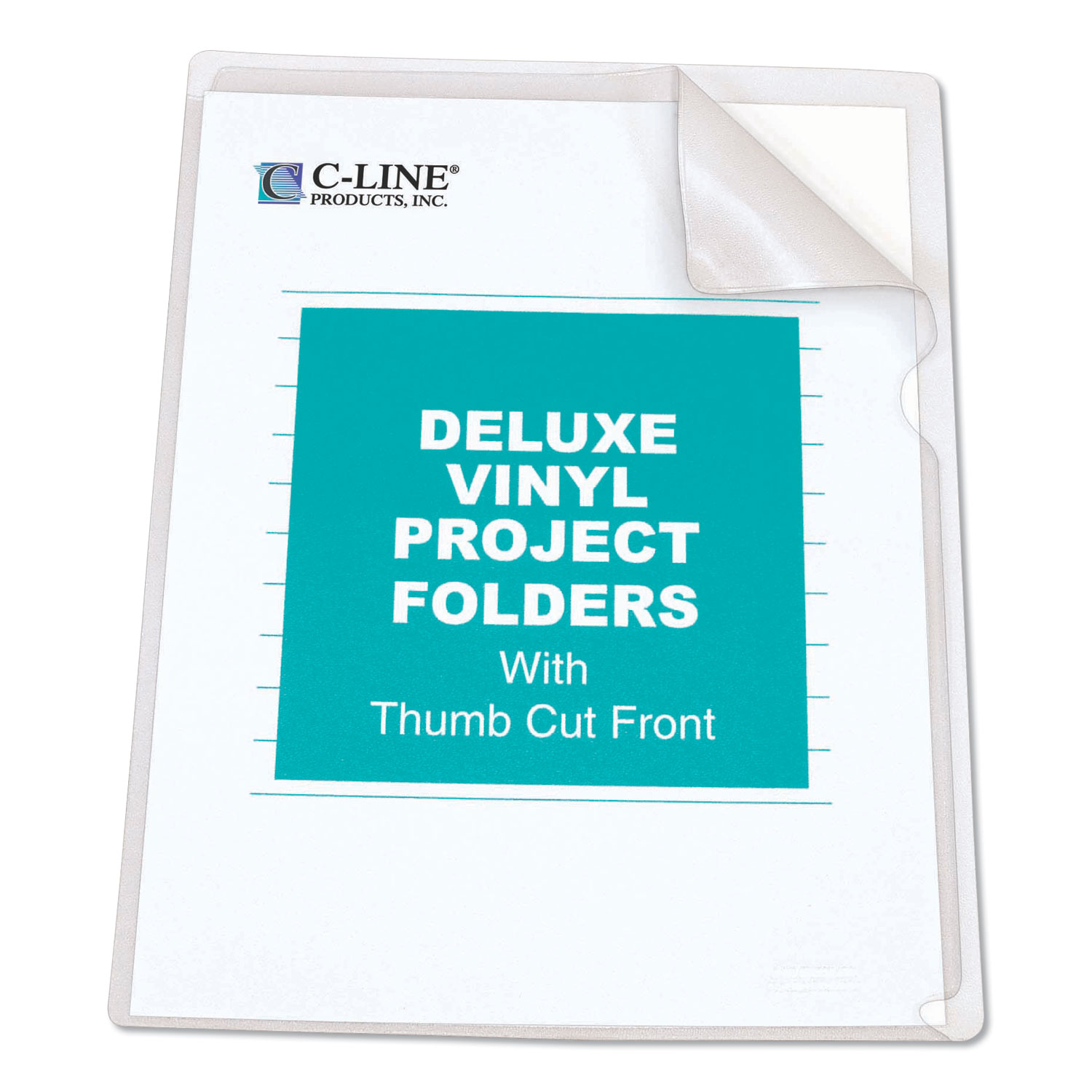 C-Line® Deluxe Project Folders, Jacket, Letter, Vinyl, Clear, 50/Box