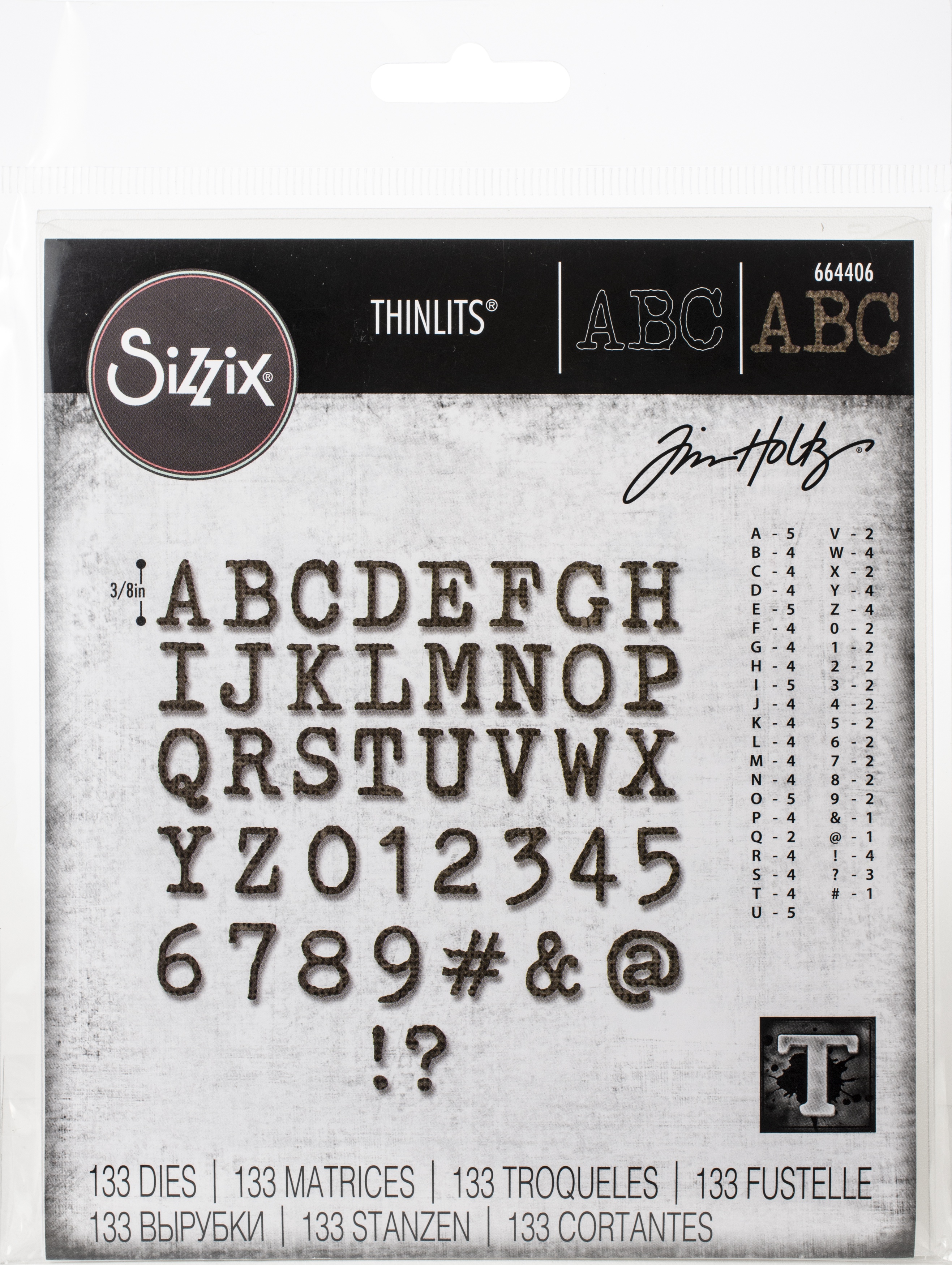 Sizzix Thinlits Dies By Tim Holtz Alphanumeric Tiny Type Upper