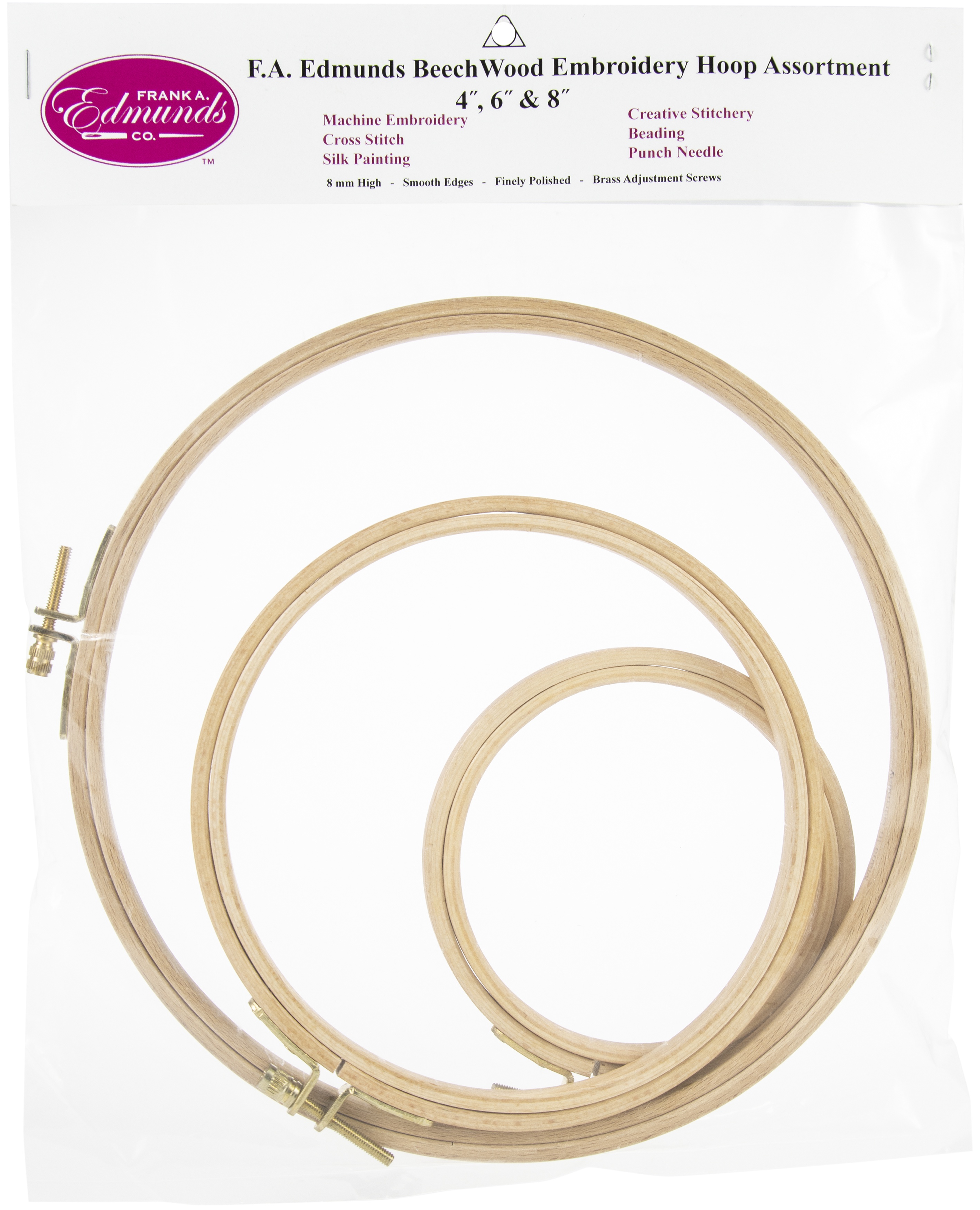 Frank A. Edmunds Beechwood Embroidery Hoop Set 3/Pkg 4