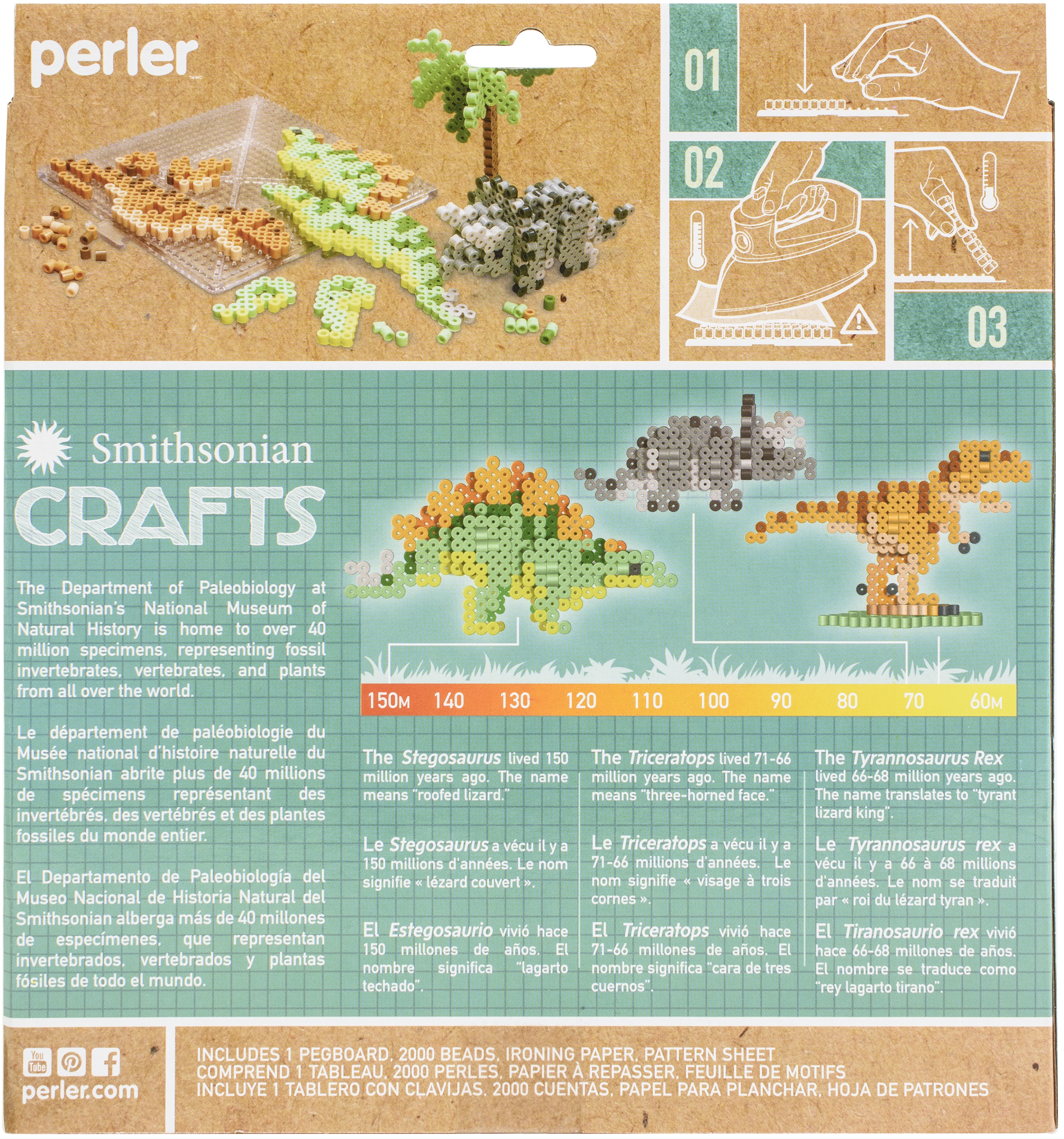 Perler Fuse Bead Activity Kit Smithsonian 3D Dinosaurs