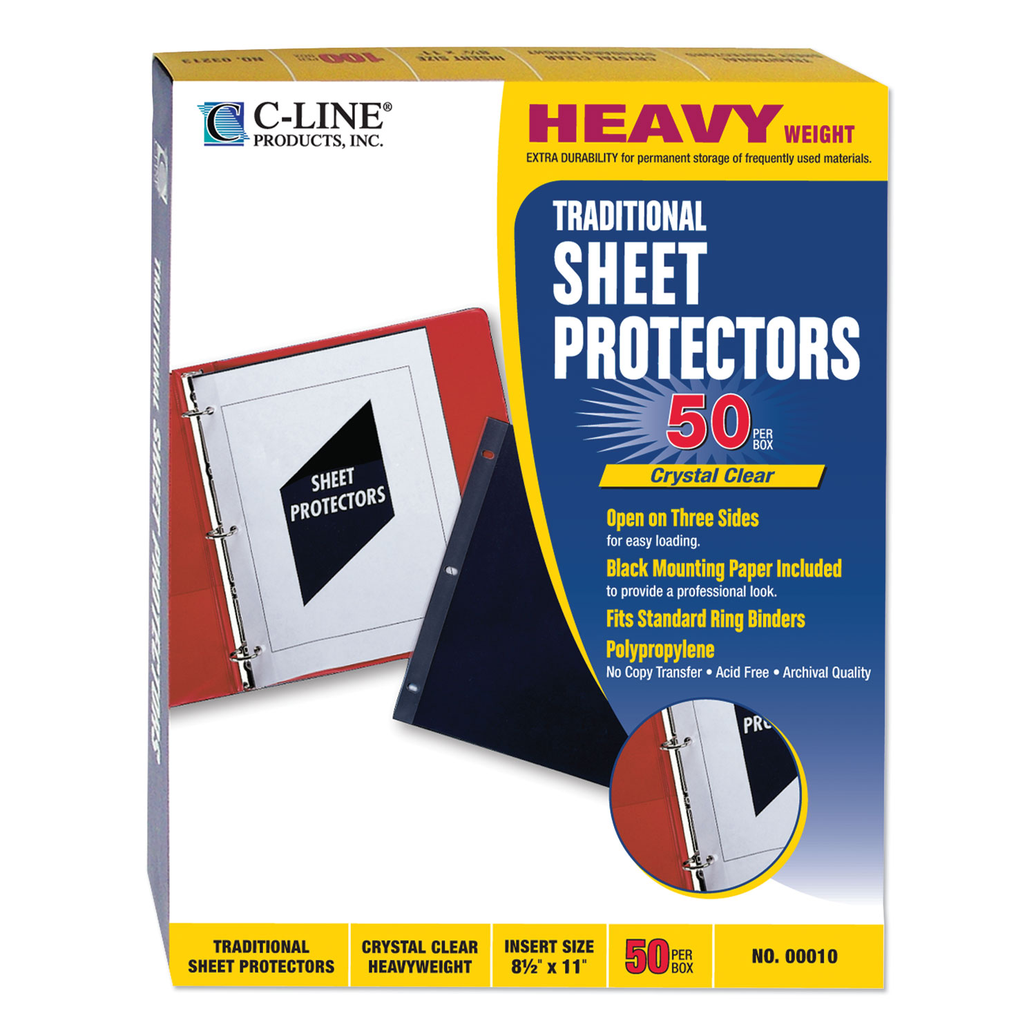 C-Line® Traditional Polypropylene Sheet Protector, Heavyweight, 11 x 8 1/2, 50/B
