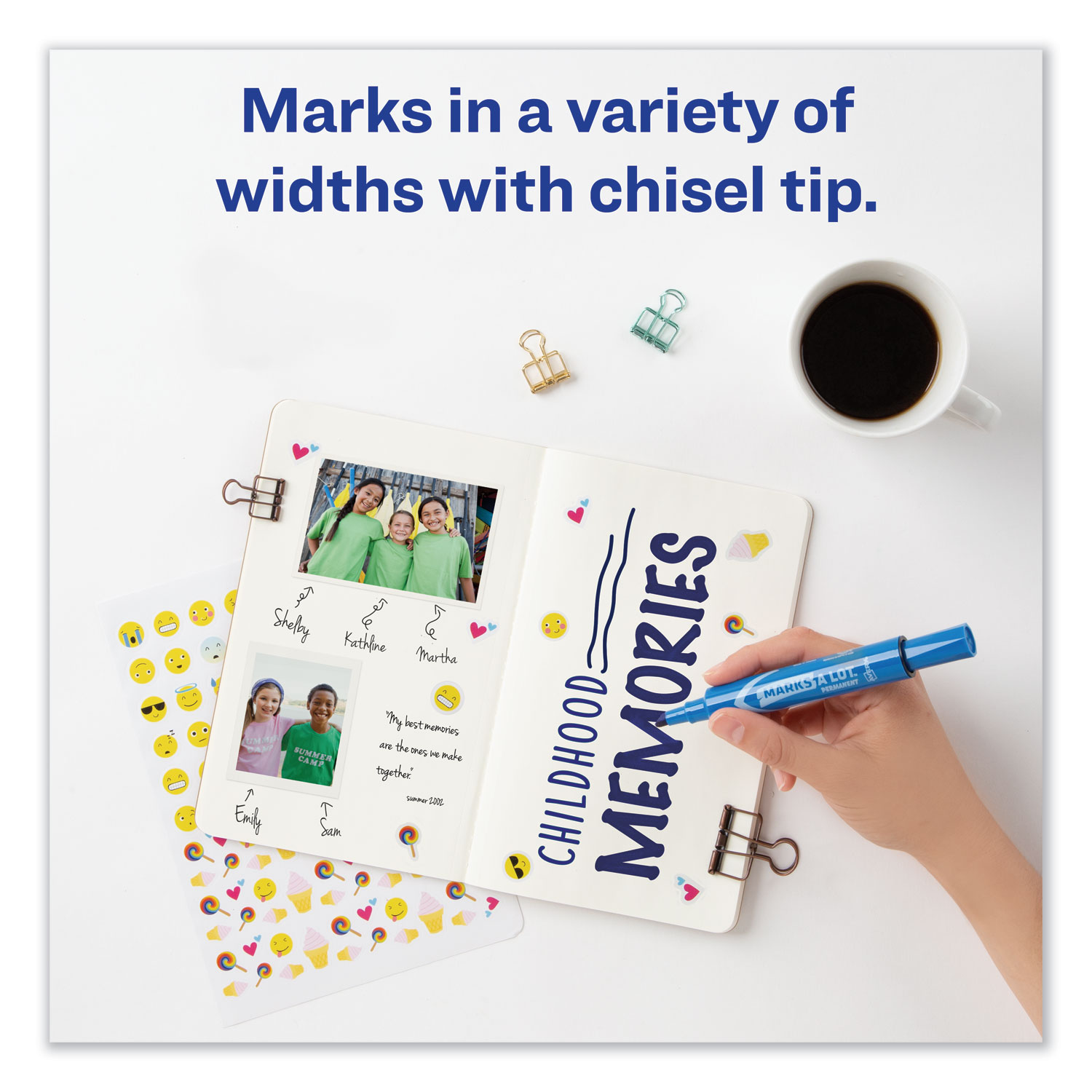 Avery® Blue Marks-A-Lot Regular Desk-Style Permanent Marker, Chisel Tip, Dozen