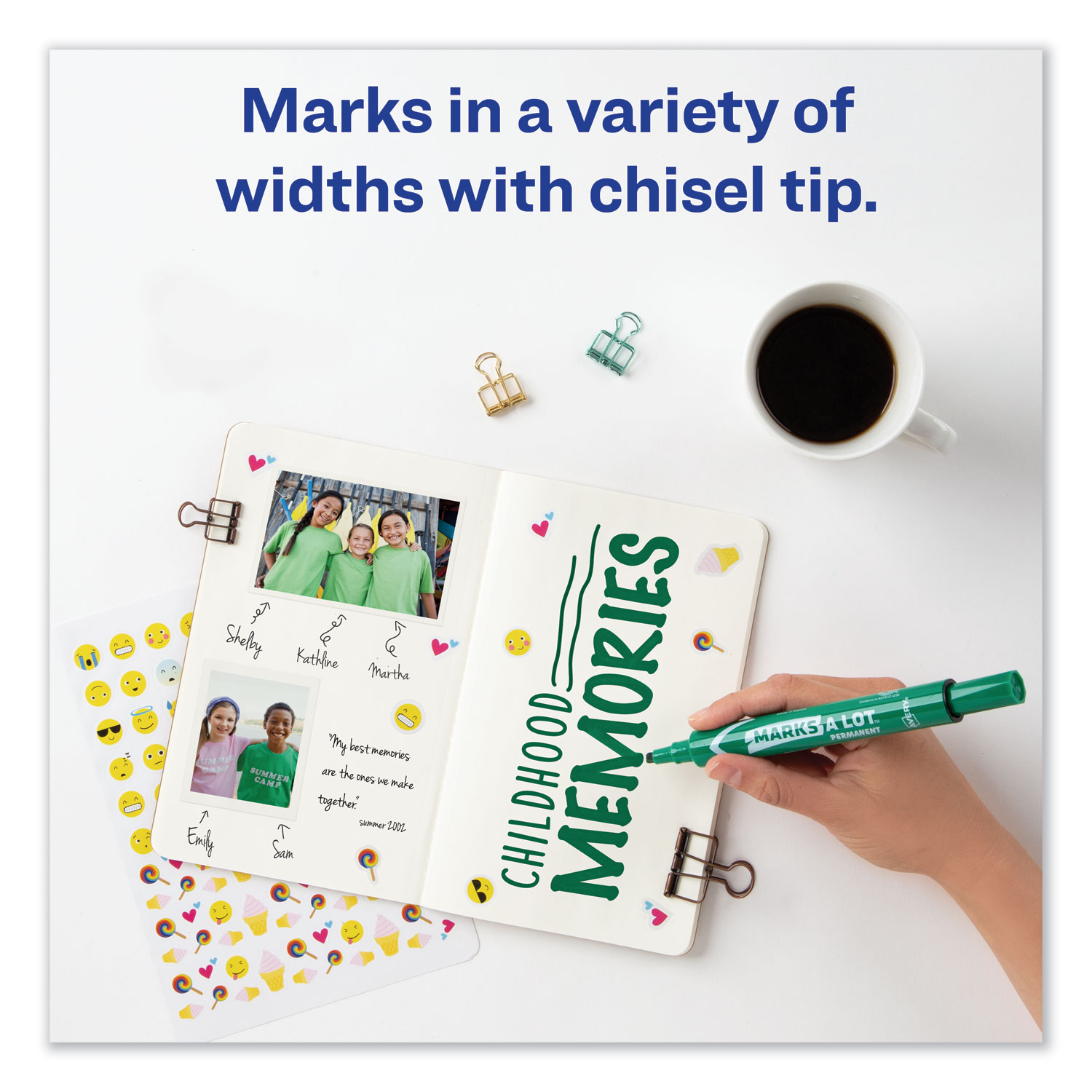 Avery® Marks-A-Lot Large Desk-Style Permanent Marker, Chisel Tip, Green, Dozen