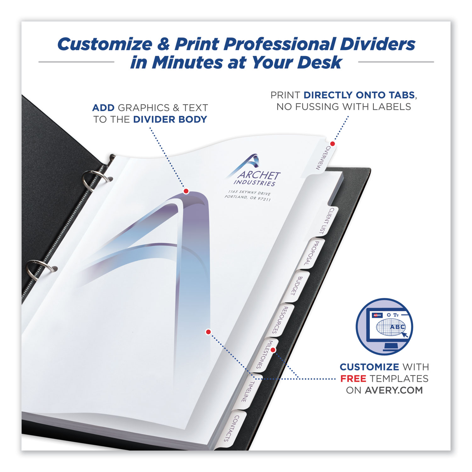 Avery® Customizable Print-On Dividers, 8-Tab, Letter