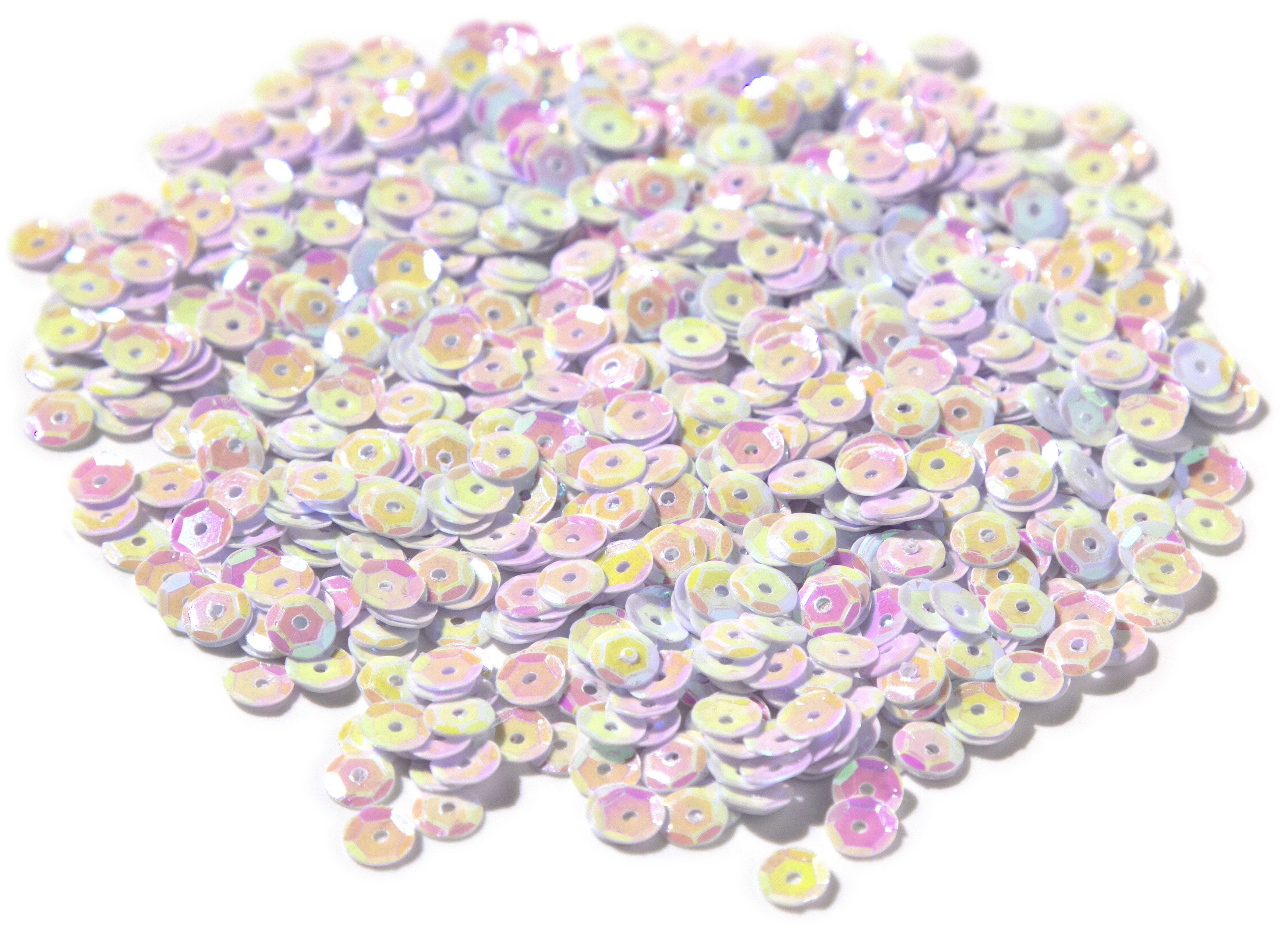 Cupped Sequins  White Iridescent, 5mm 800/Pkg