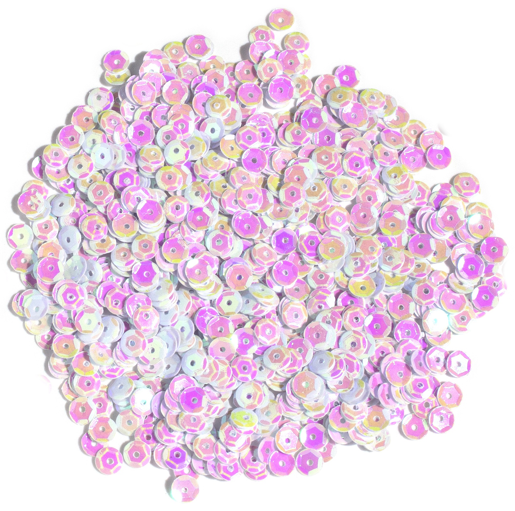 Cupped Sequins  White Iridescent, 5mm 800/Pkg