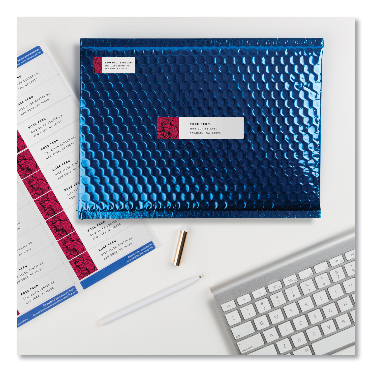 Avery® Easy Peel Mailing Address Labels, Inkjet, 1 x 4, White, 500/Pack