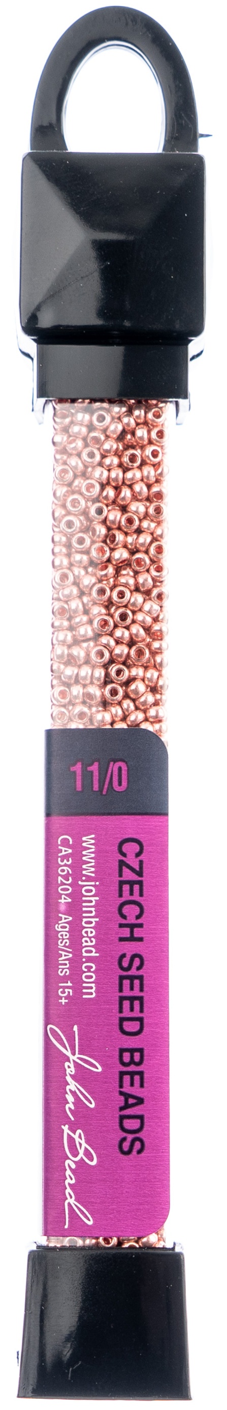 John Bead Czech Seed Beads 24g 11/0 Opaque Pink Metallic Solgel