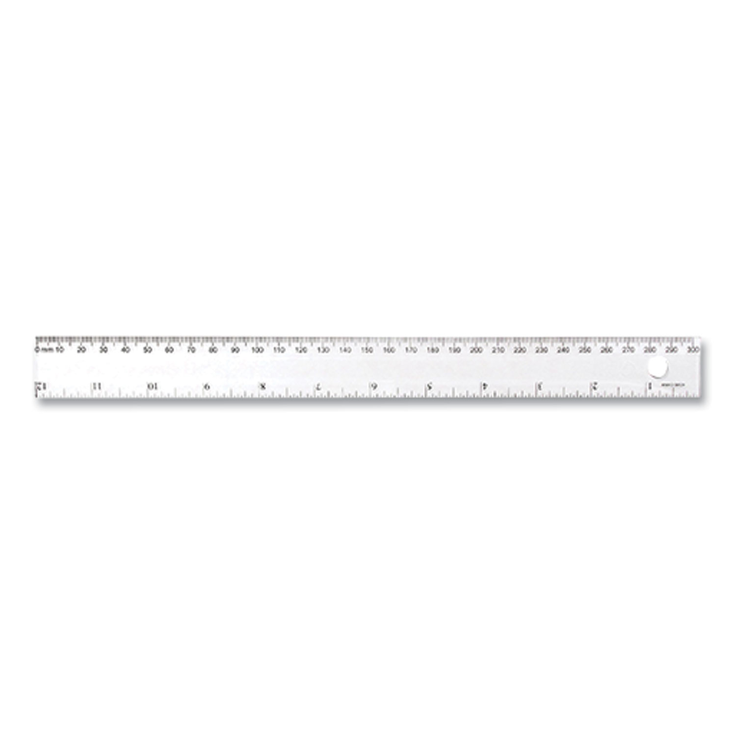 Transparent Shatter-Resistant Plastic Ruler, Standard/metric, 12