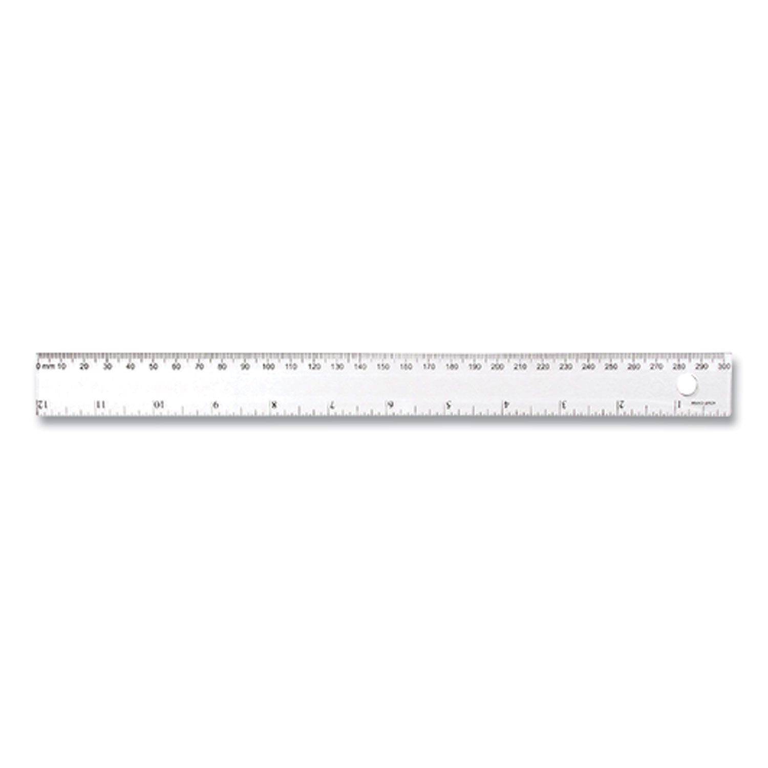 Transparent Shatter-Resistant Plastic Ruler, Standard/metric, 12