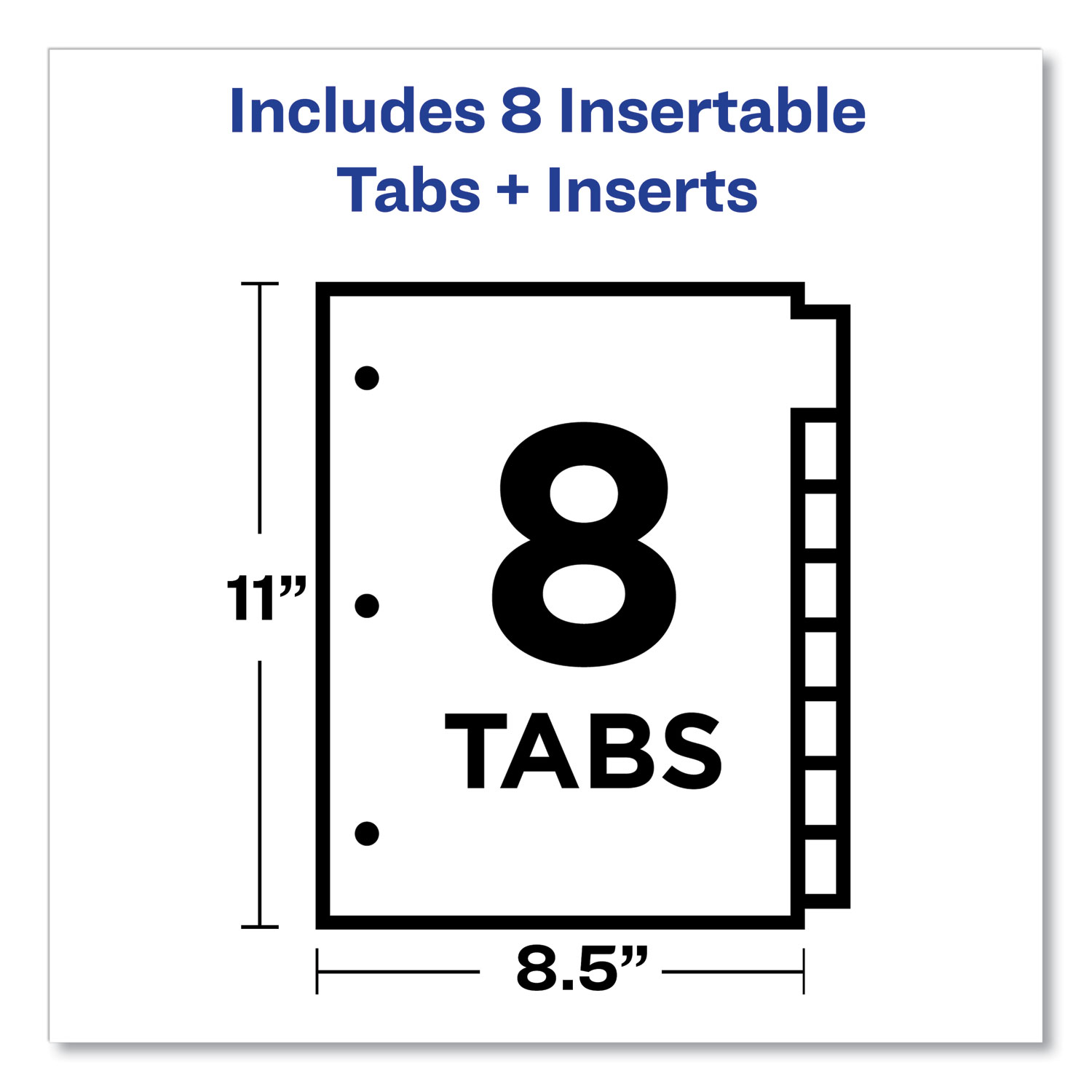 Office Essentials® Plastic Insertable Dividers, 8-Tab, Letter