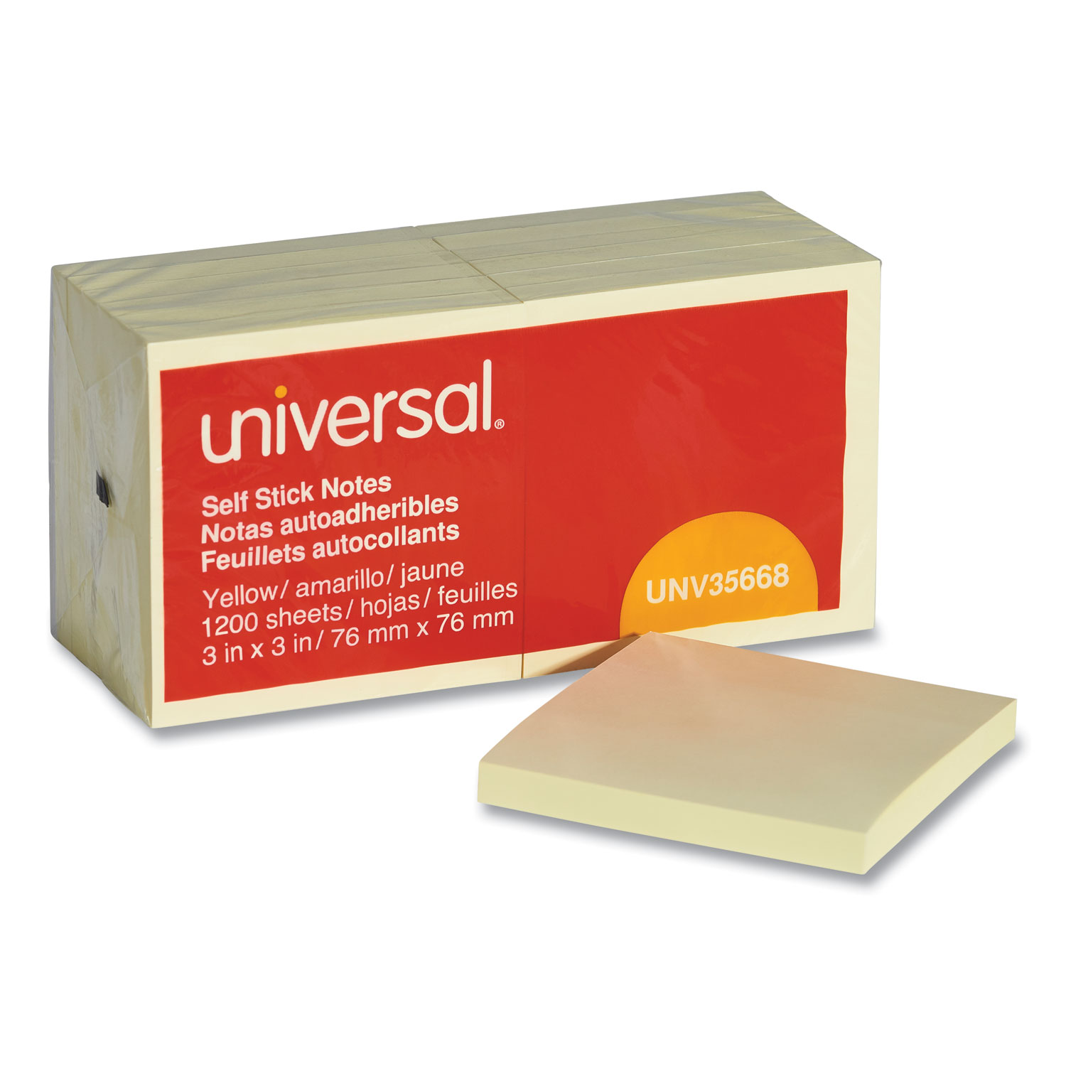 Universal® Standard Self-Stick Notes, 3 x 3, Yellow, 100-Sheet, 12/Pack