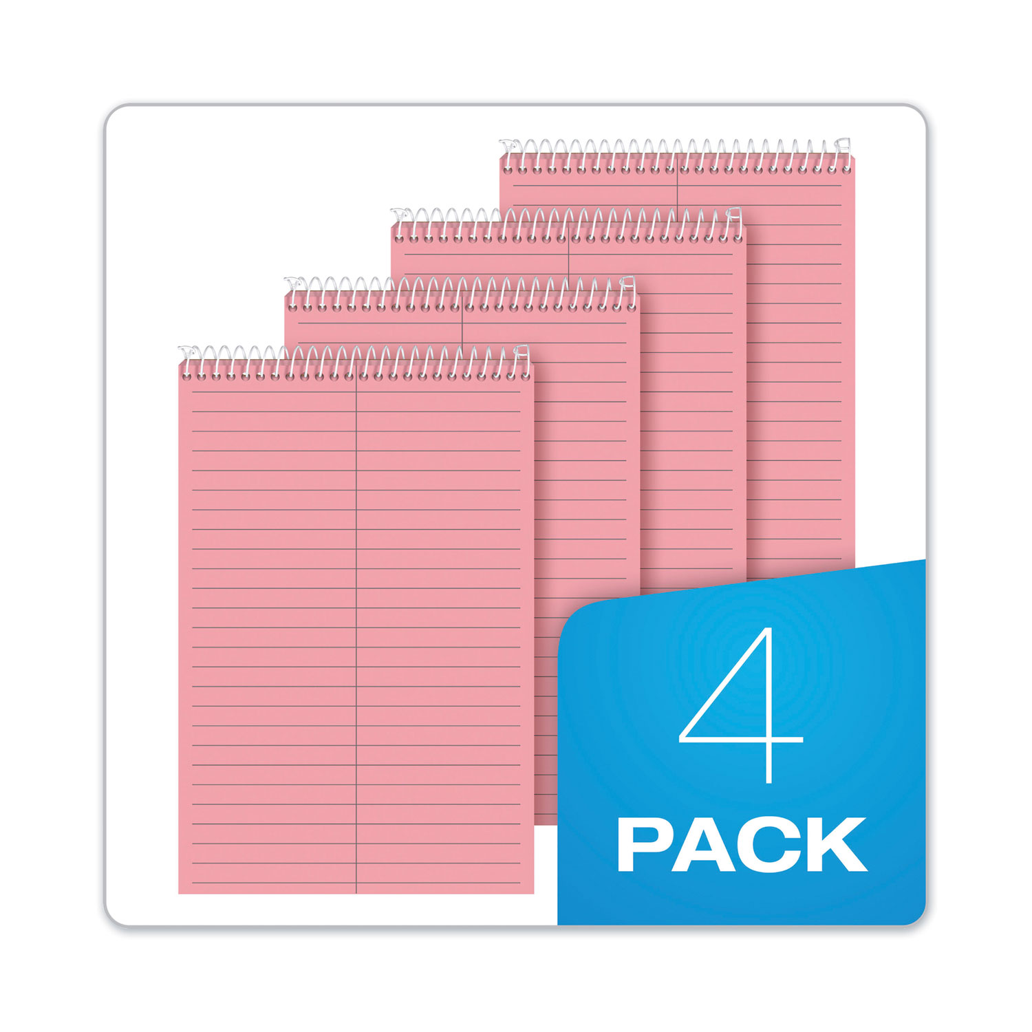 TOPS Prism Steno Books, Gregg, 6 x 9, Pink, 80 Sheets, 4 Pads/Pack