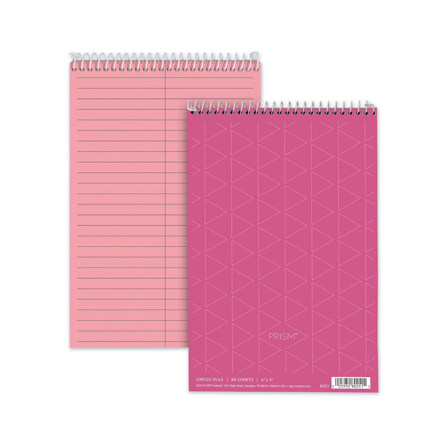 TOPS Prism Steno Books, Gregg, 6 x 9, Pink, 80 Sheets, 4 Pads/Pack