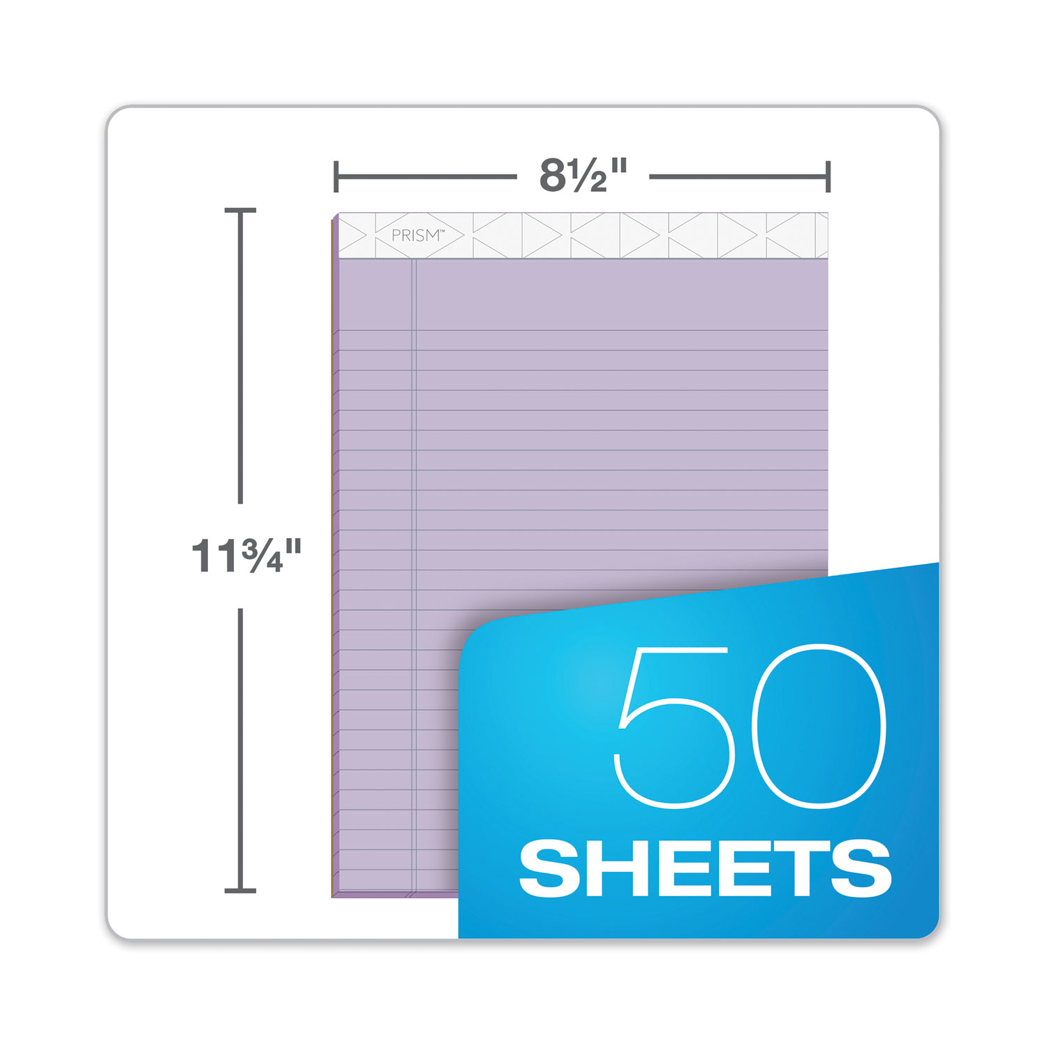 TOPS Prism Plus Colored Legal Pads, 8 1/2 x 11 3/4, Orchid, 50 Sheets, Dozen