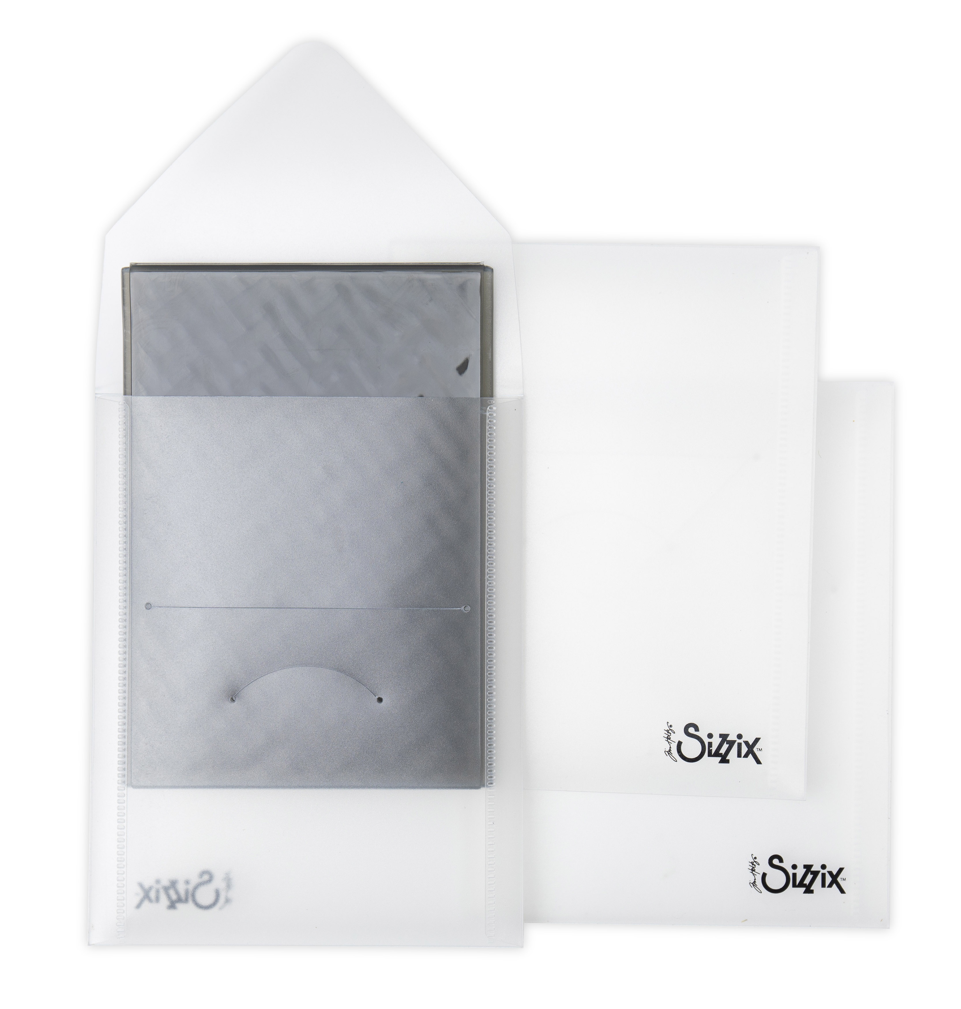 Sizzix Plastic Storage Envelopes 3/Pkg By Tim Holtz-For Embossing Folders