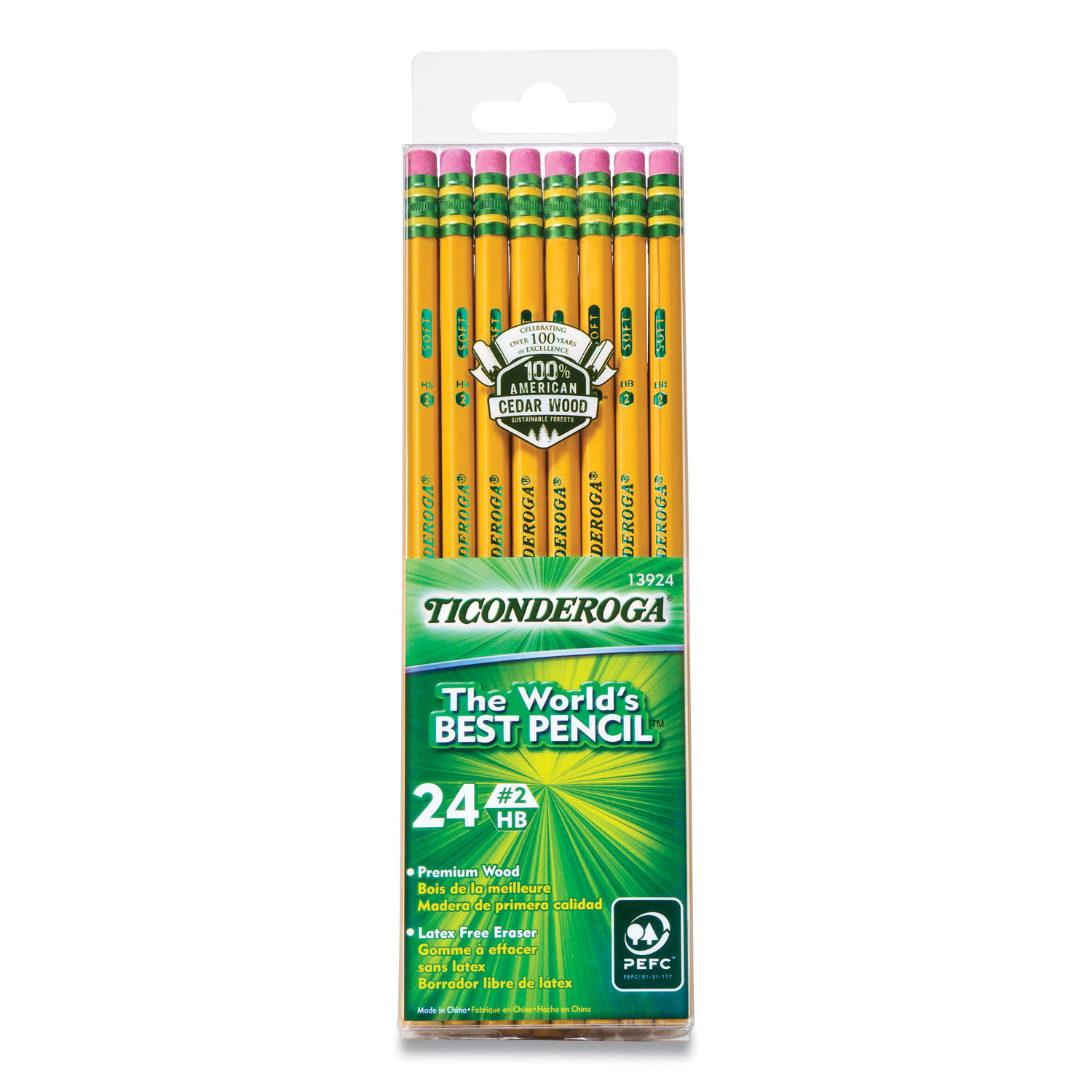 PENCILS, HB (#2), BLACK LEAD, YELLOW BARREL, 24/PACK
