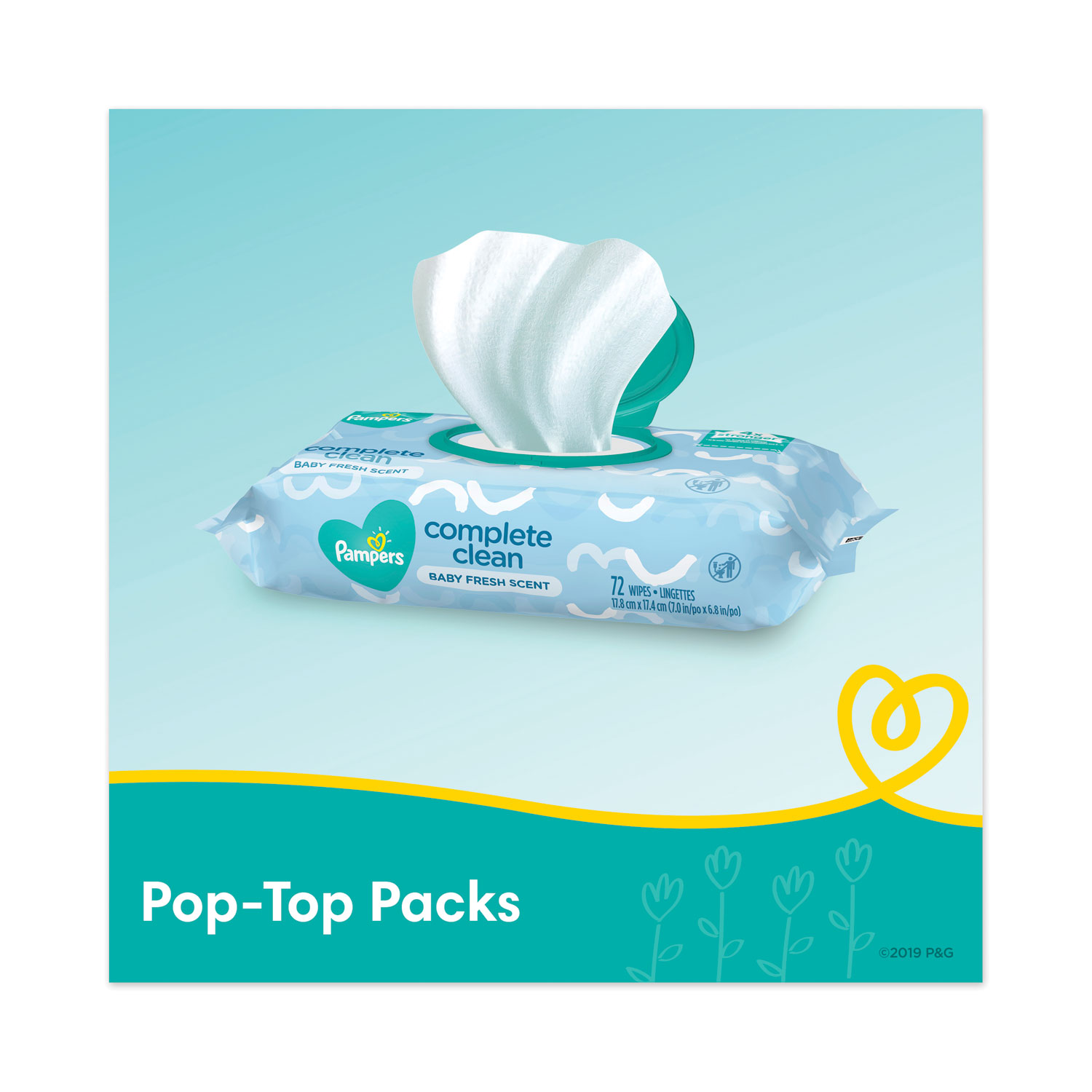 COMPLETE CLEAN BABY WIPES, 1-PLY, BABY FRESH, 72 WIPES/PACK, 8 PACKS/CARTON