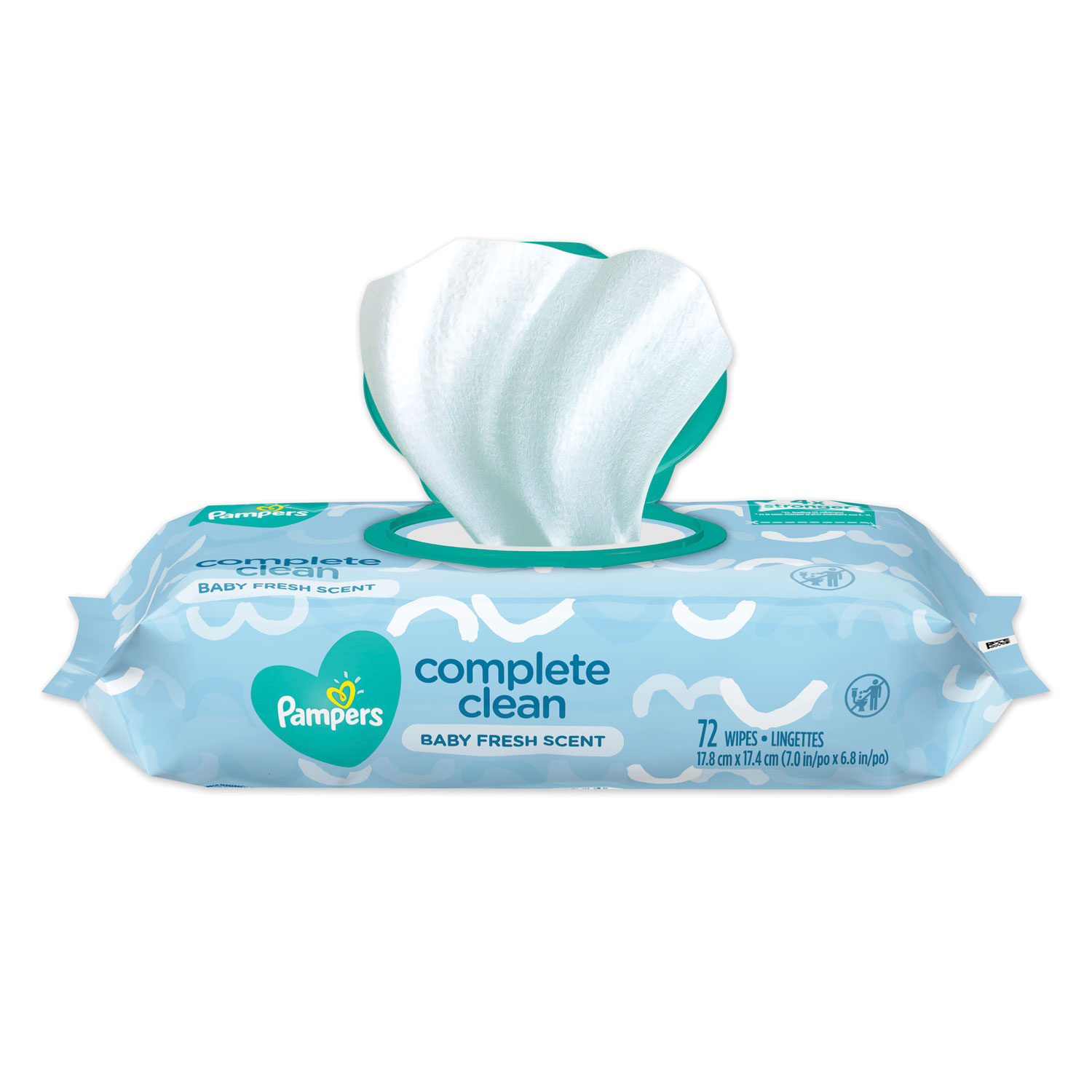 COMPLETE CLEAN BABY WIPES, 1-PLY, BABY FRESH, 72 WIPES/PACK, 8 PACKS/CARTON