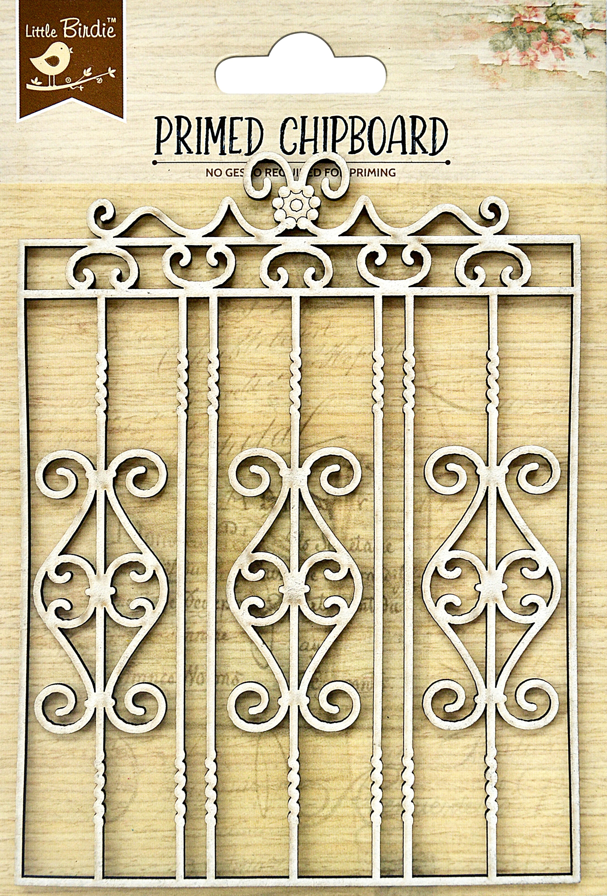 Little Birdie Laser Cut Primed Chipboard 1/Pkg-Classic Scroll Grill