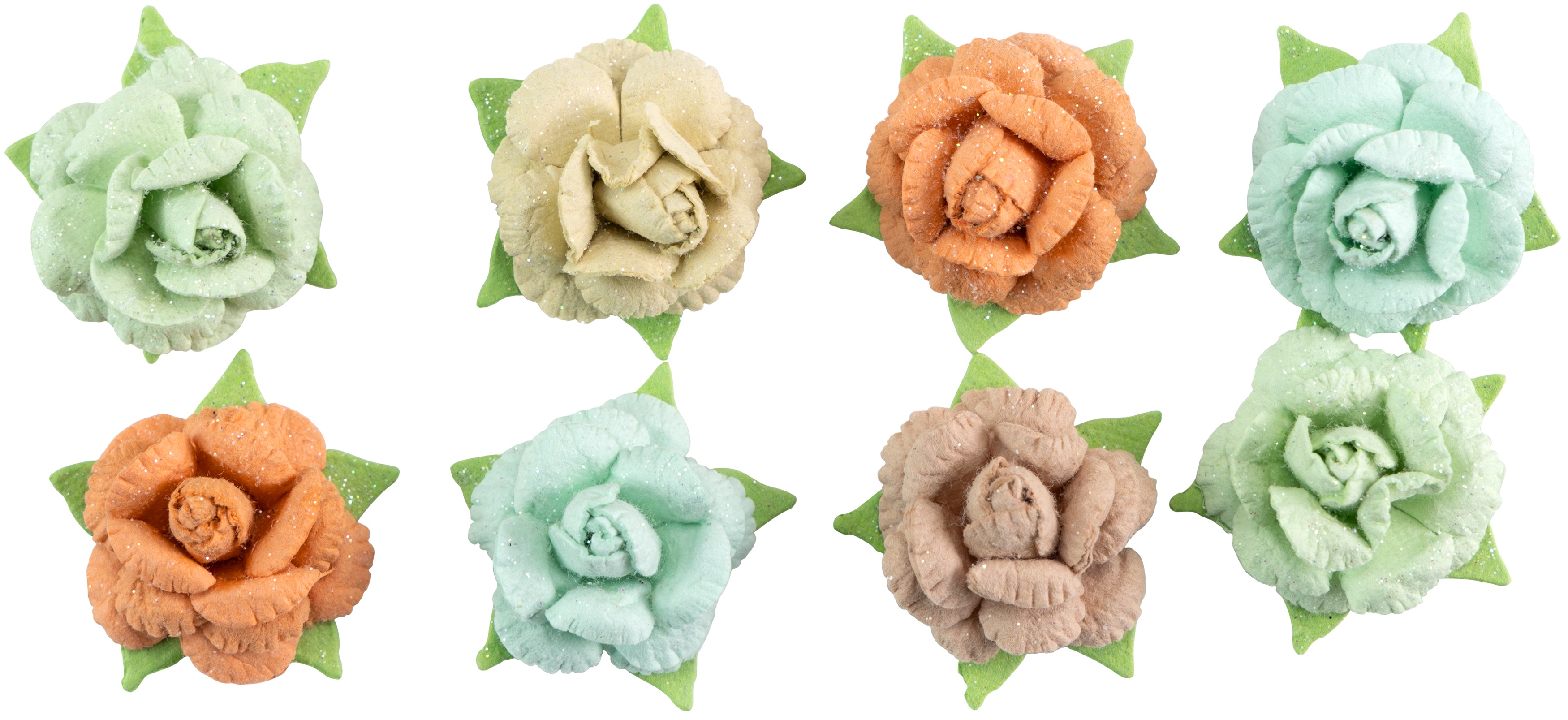 Little Birdie Angle Rose Paper Flowers 8/Pkg-Woodland Stories