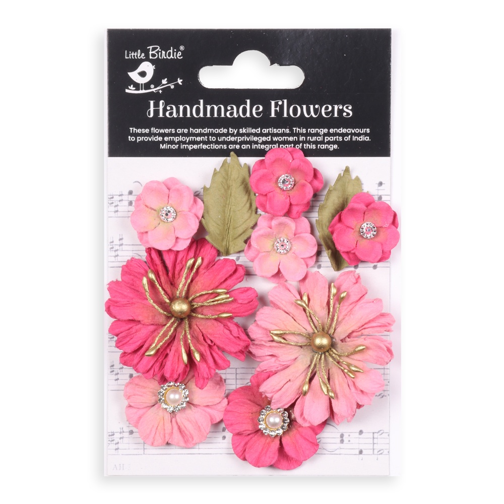 Little Birdie Liora Paper Flowers 10/Pkg-Precious Pink