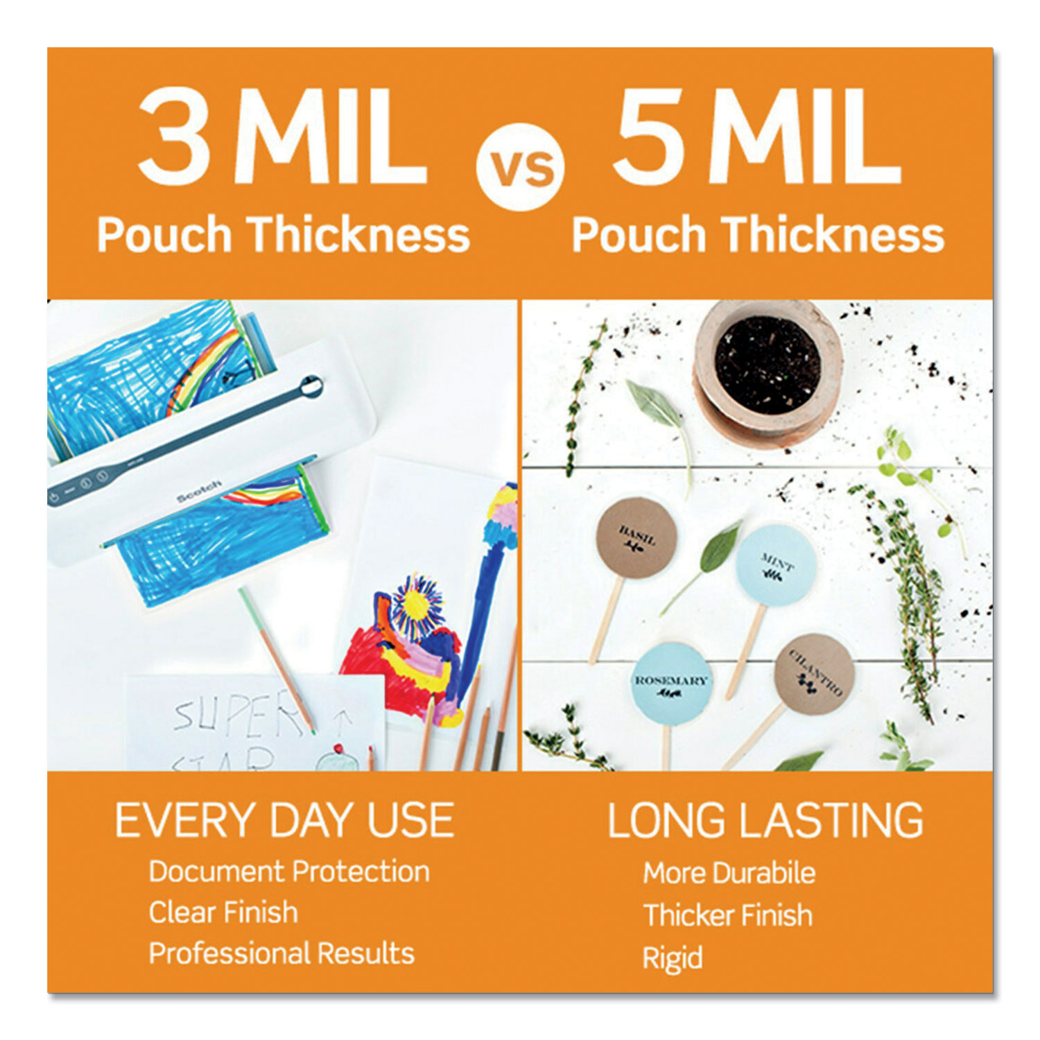 Scotch ID Badge Size Thermal Laminating Pouches, 5 mil, 4 1/4 x 2 1/5, 100/Pack