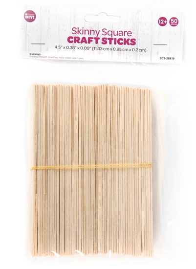 CousinDIY Skinny Square Craft Sticks 75/Pkg-Natural