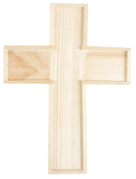 CousinDIY Unfinished Wood Shape-Cross With Raised Edges