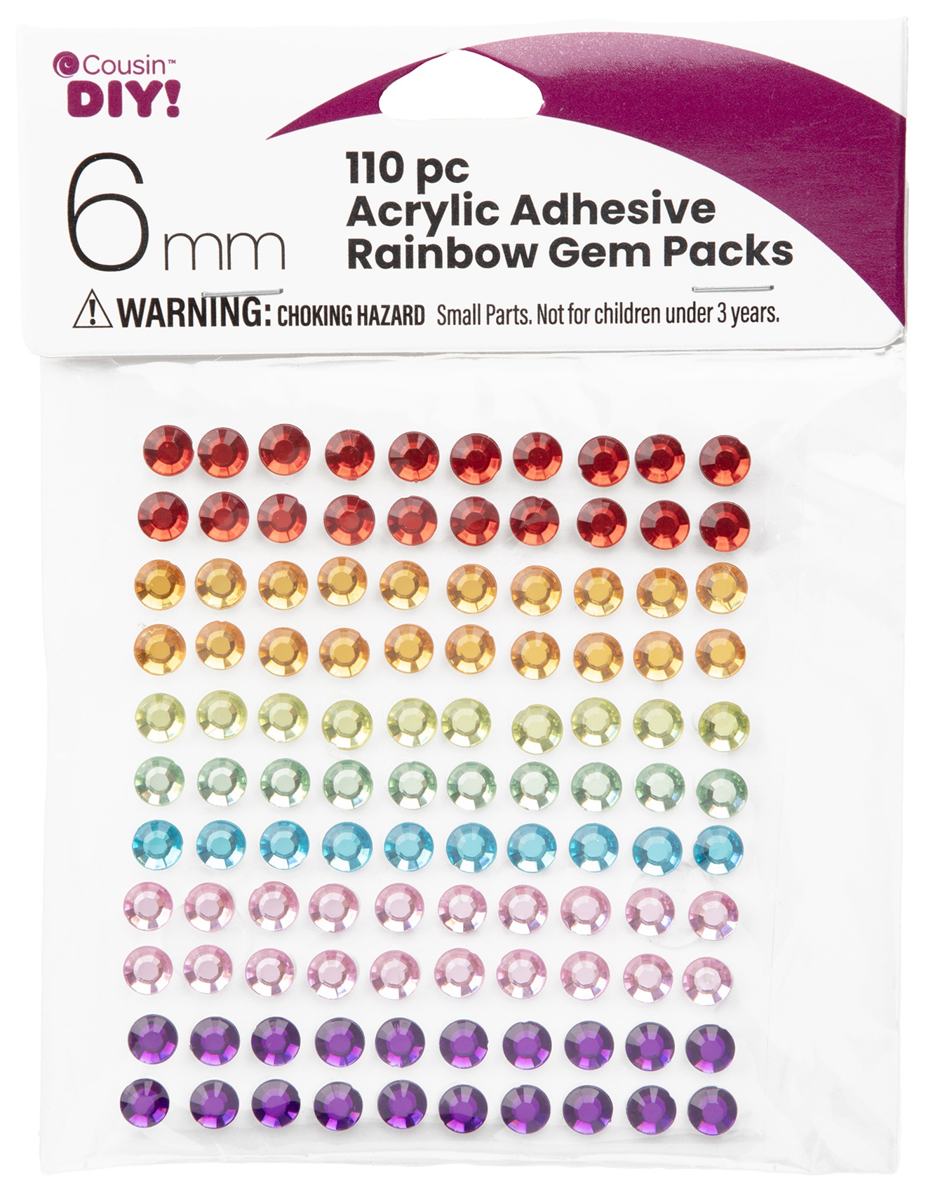 CousinDIY Acrylic Adhesive Gems 6mm-Rainbow