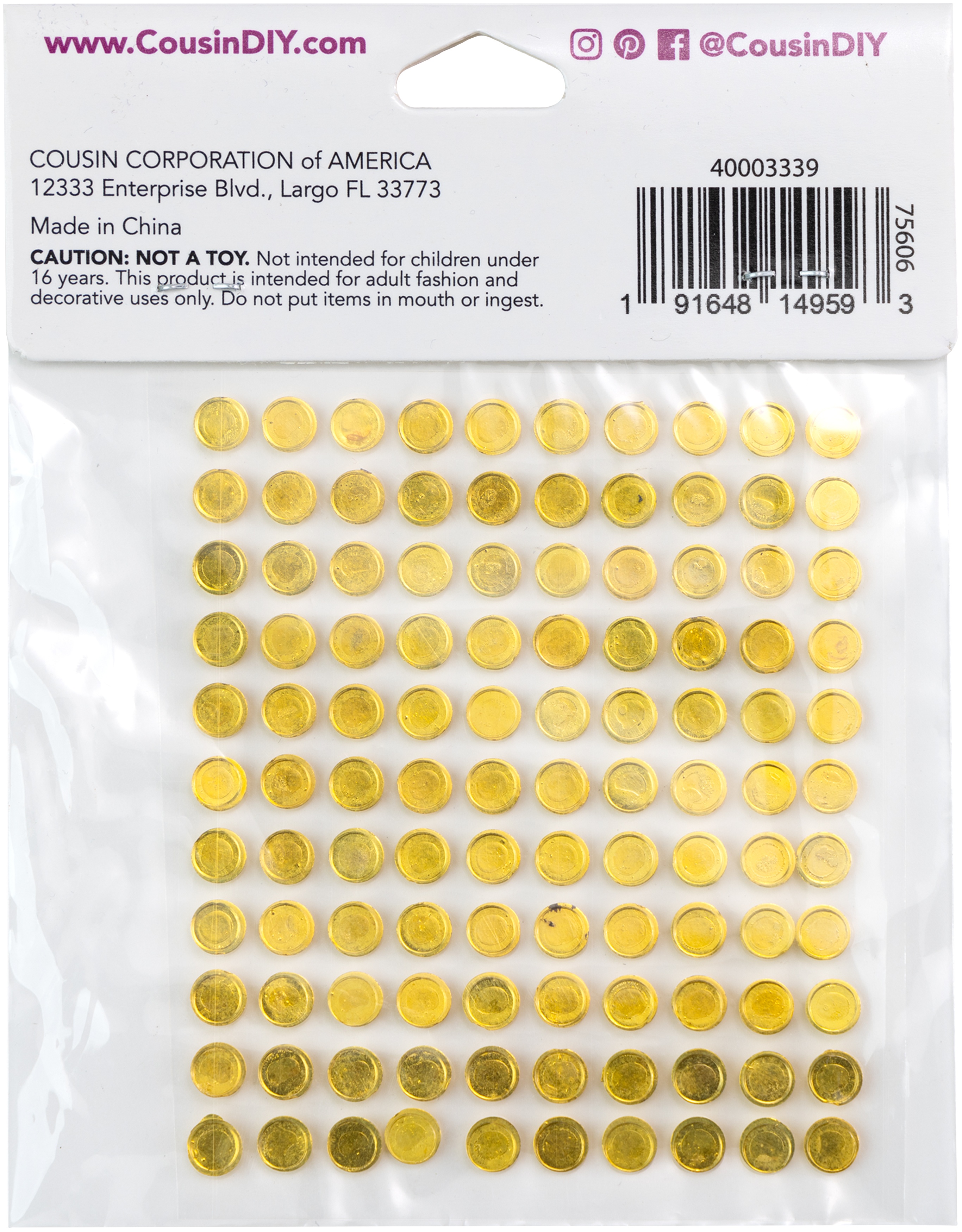 CousinDIY Acrylic Adhesive Gems 6mm-Gold