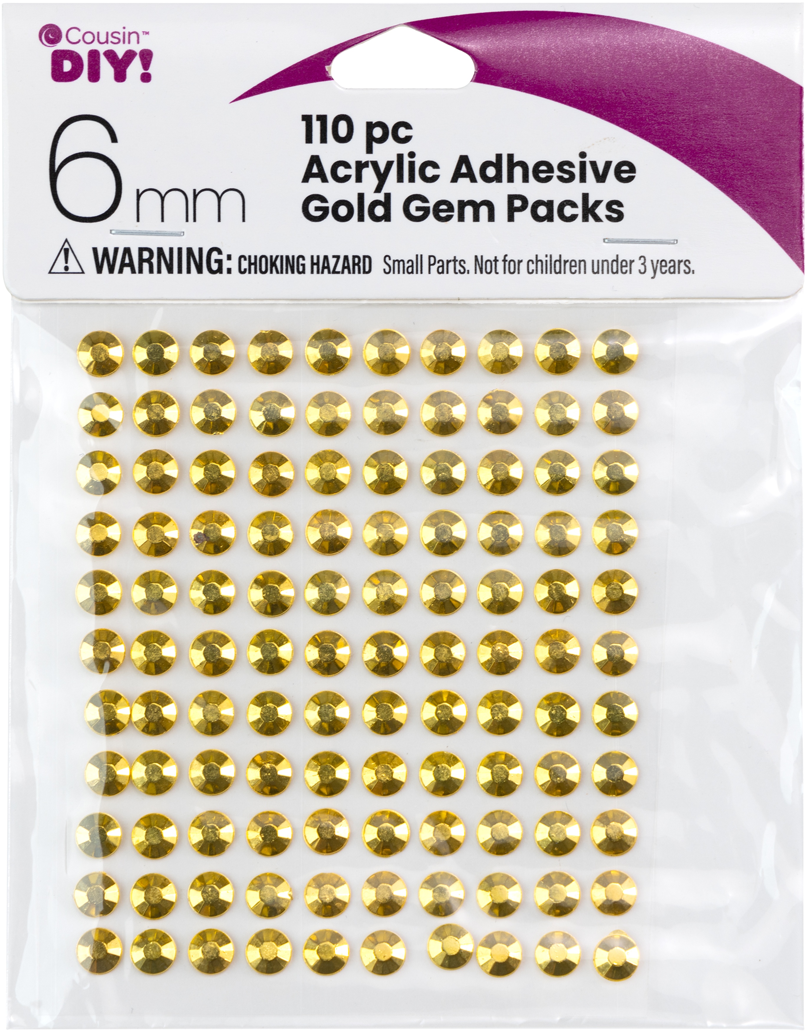 CousinDIY Acrylic Adhesive Gems 6mm-Gold