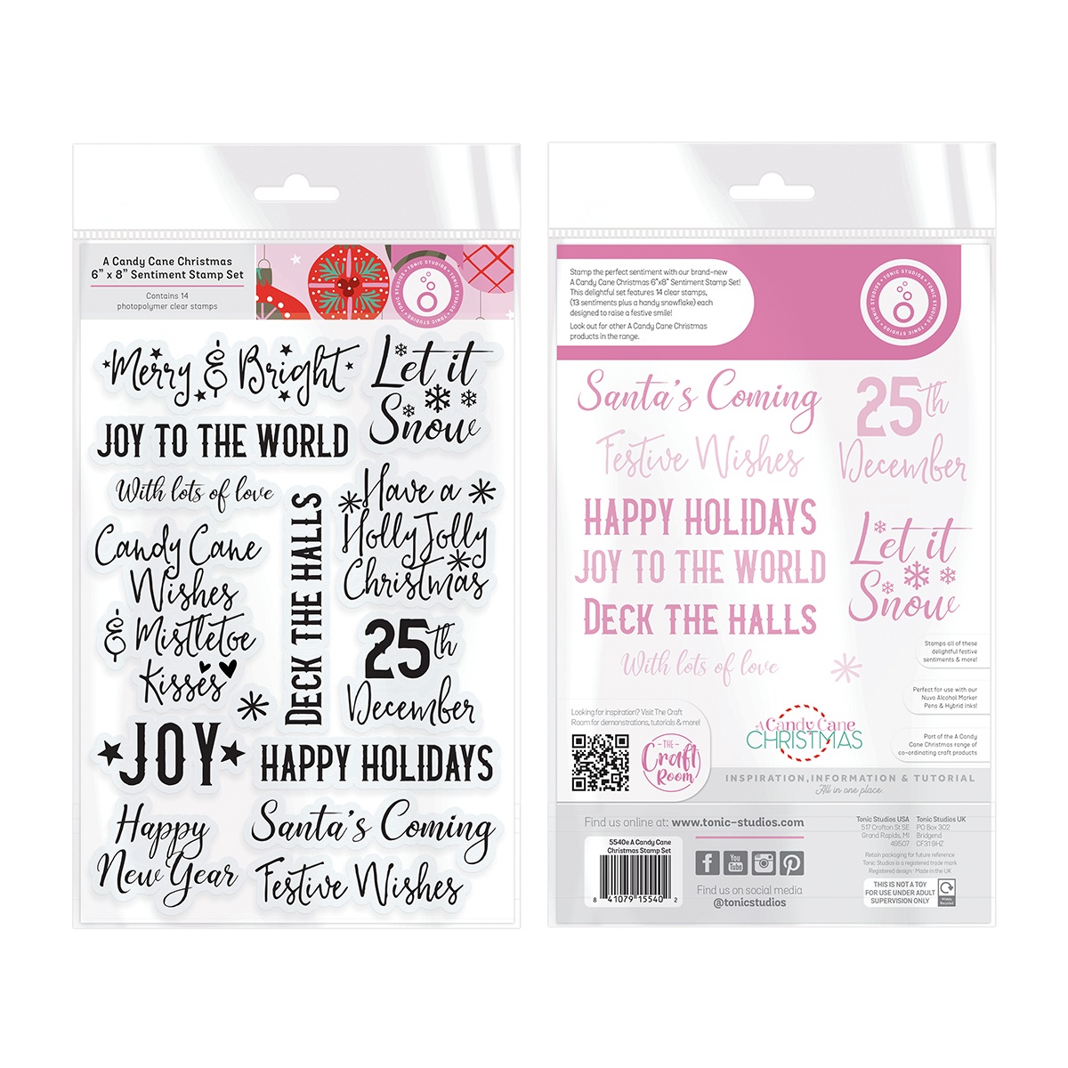 Tonic Studios Stamp Set-A Candy Cane Christmas Sentiment