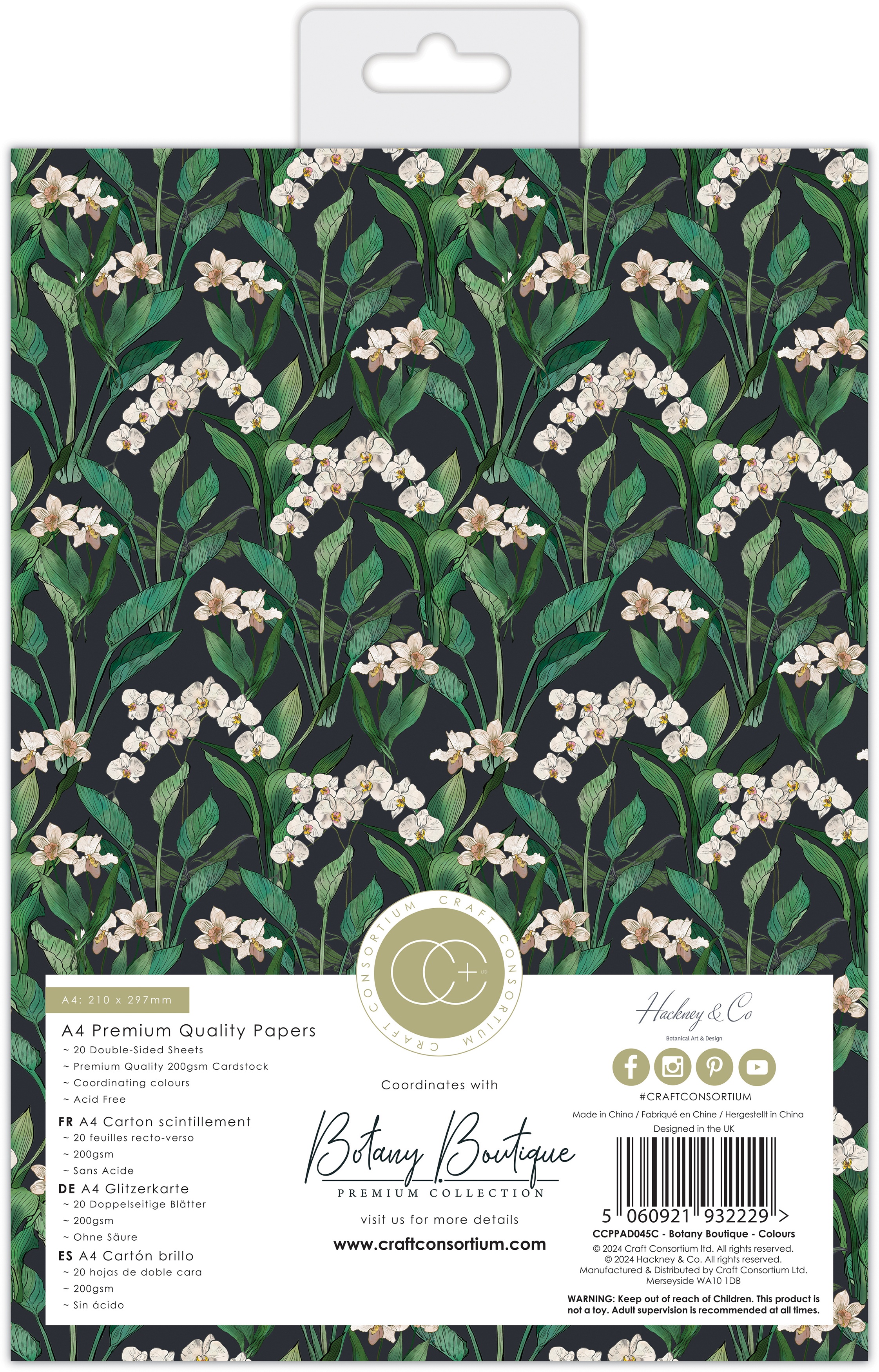 Craft Consortium Double-Sided Paper Pad A4 20/Pkg-Botany Boutique