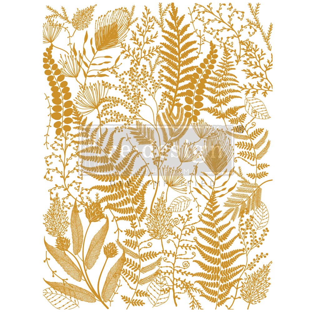 Prima Re-Design Kacha Decor Transfers-Foliage Finesse, Gold Foil