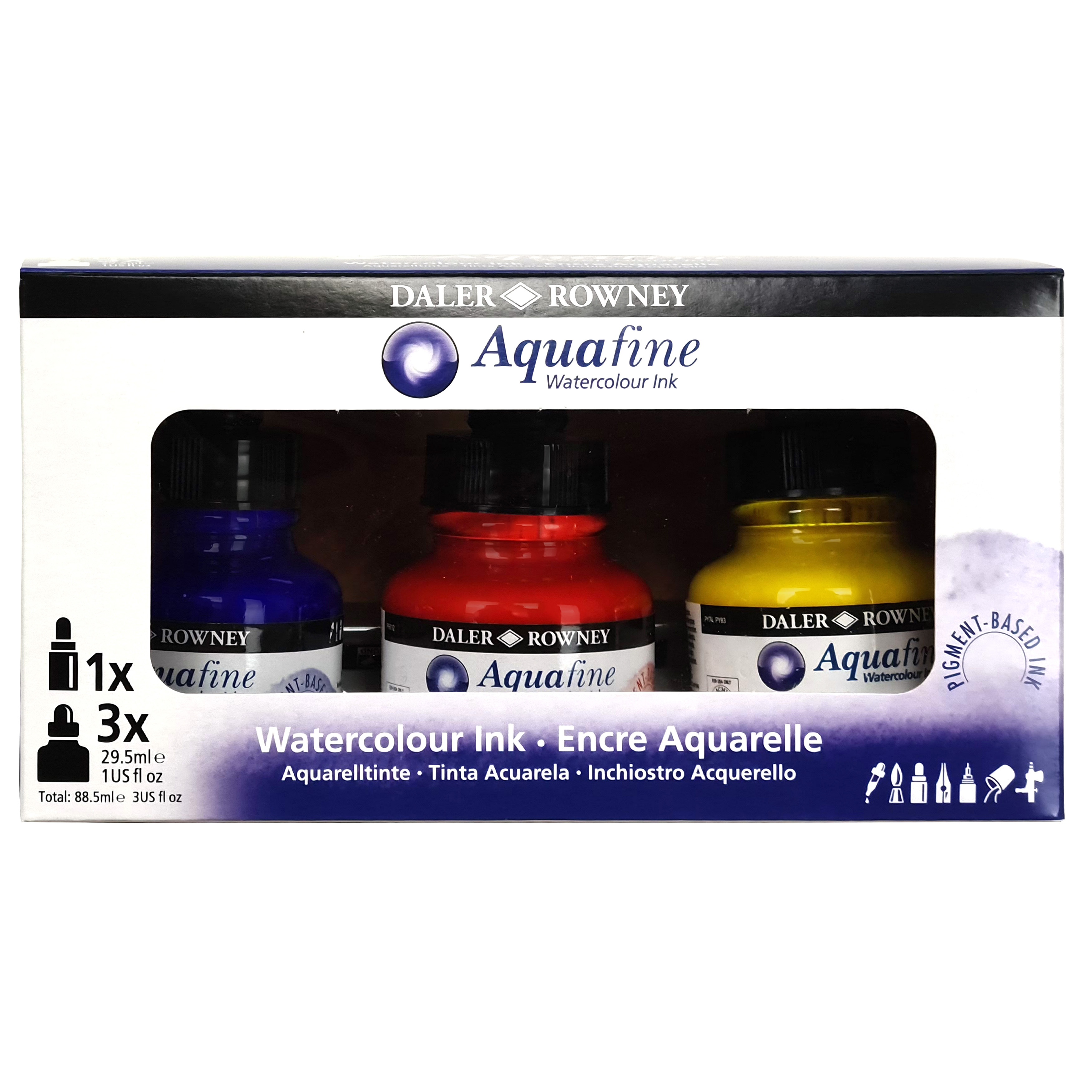 Daler-Rowney FW Acrylic Ink Starter Set 3/Pkg-Assorted Colors