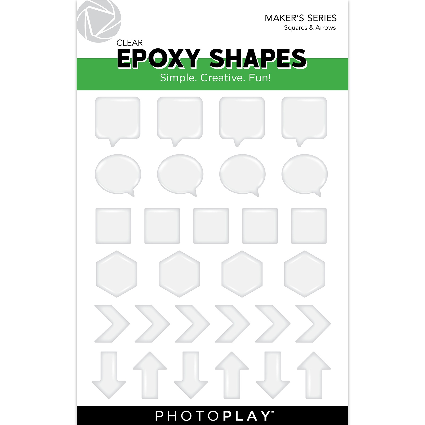 PhotoPlay Clear Epoxy Stickers-Squares & Word
