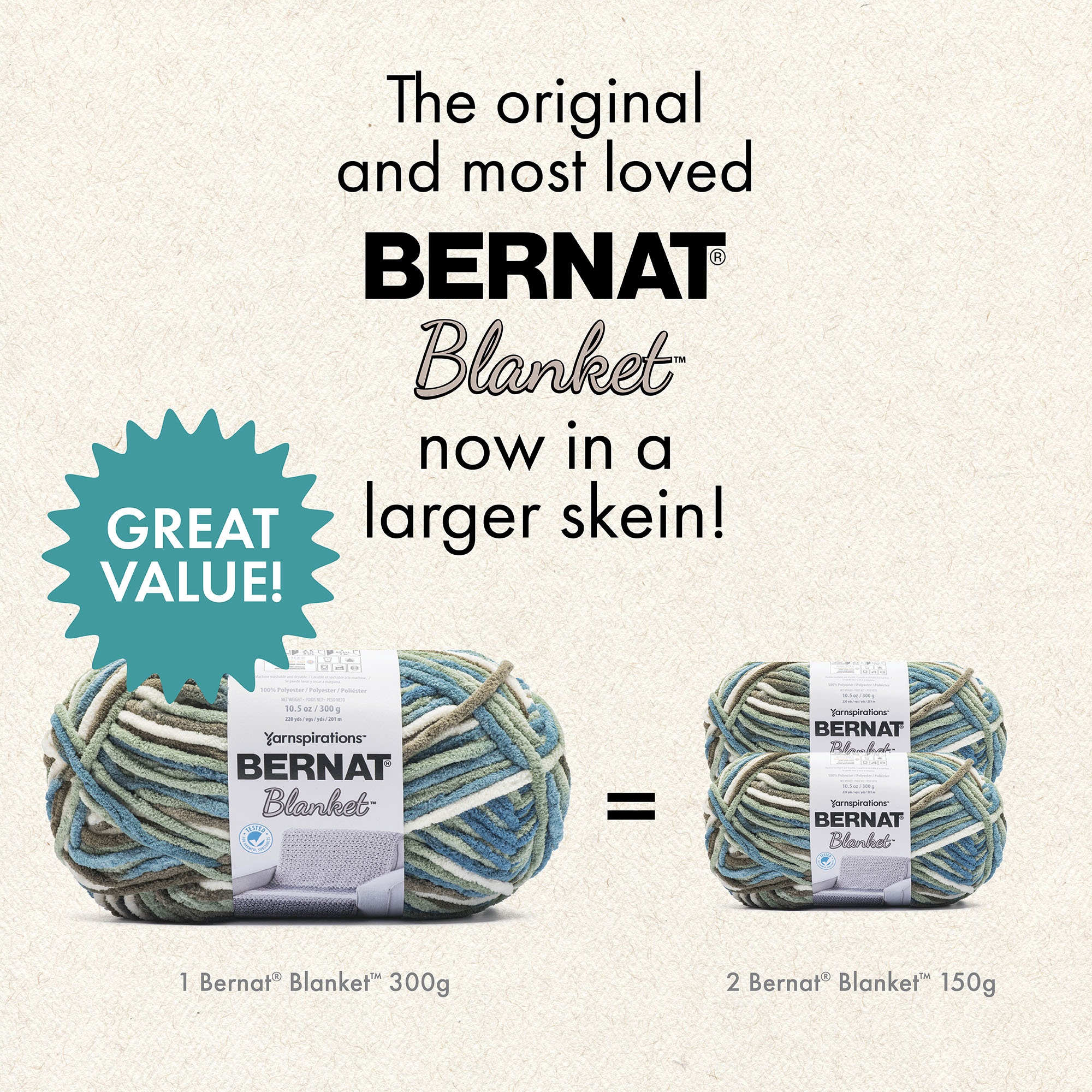 Bernat Blanket Big Ball Yarn 2 Pack-Country Blue